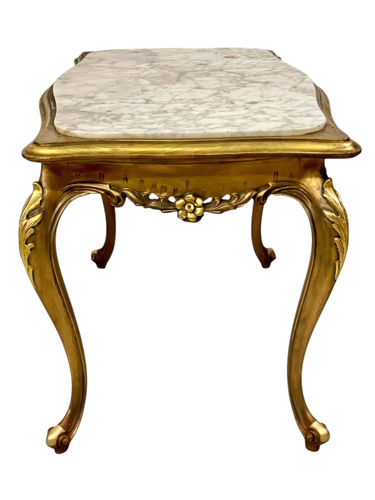 Furniture 20th Century Louis XV Style Giltwood And Marble Top Coffee Table photo