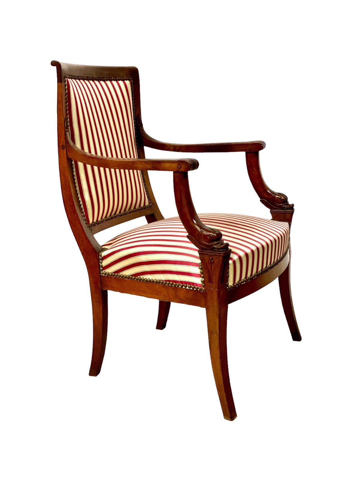 French 1st Empire Armchair With Carved Dolphins' Heads photo Furniture
