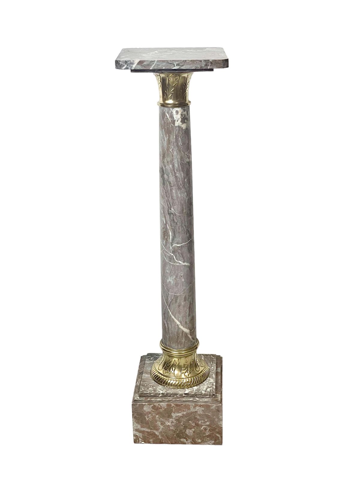 Grey Marble Pedestal With Gilt Bronze In A Louis XVI Style photo furniture