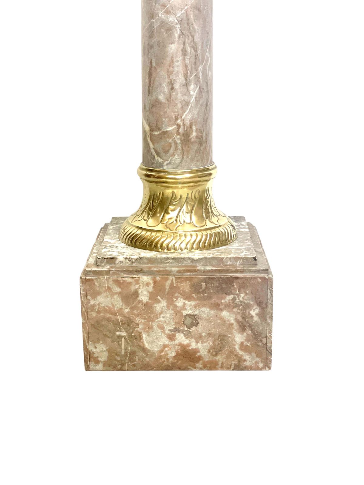 Grey Marble Pedestal With Gilt Bronze In A Louis XVI Style photo vintage