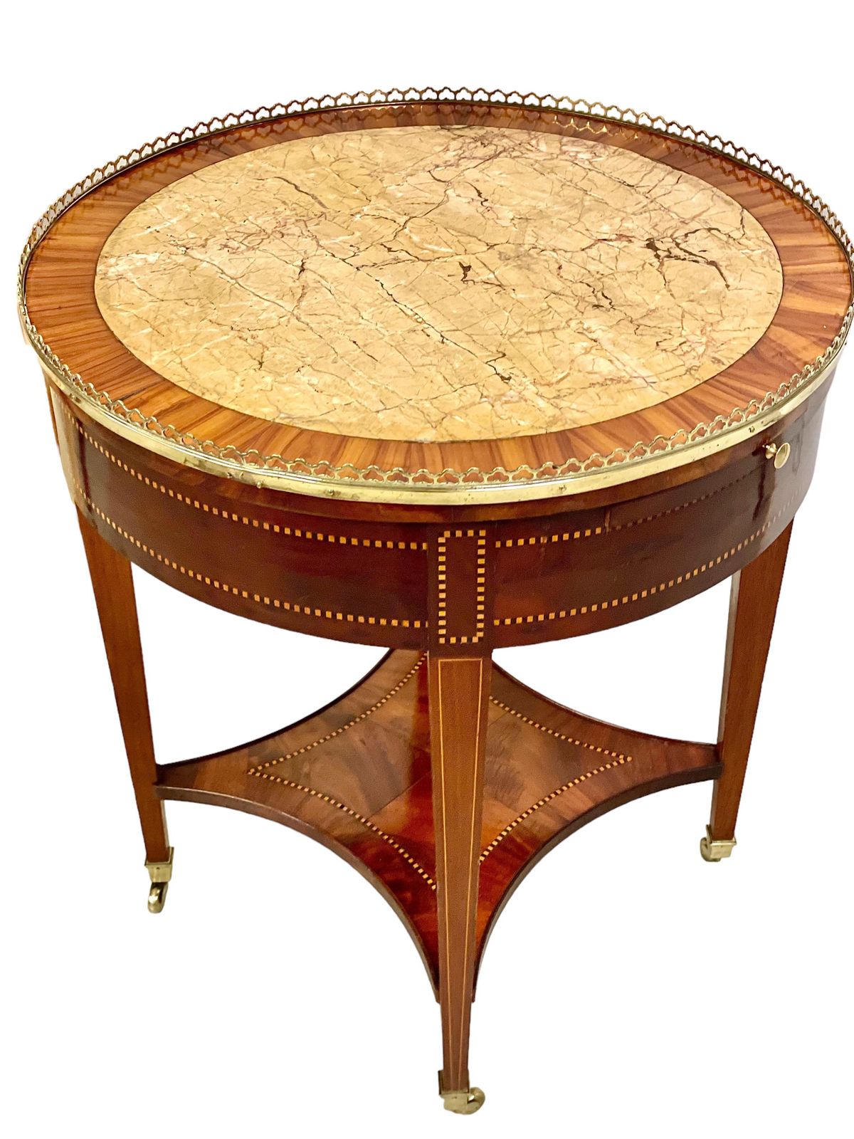 19th Century Marquetry Inlaid Gueridon Table photo furniture