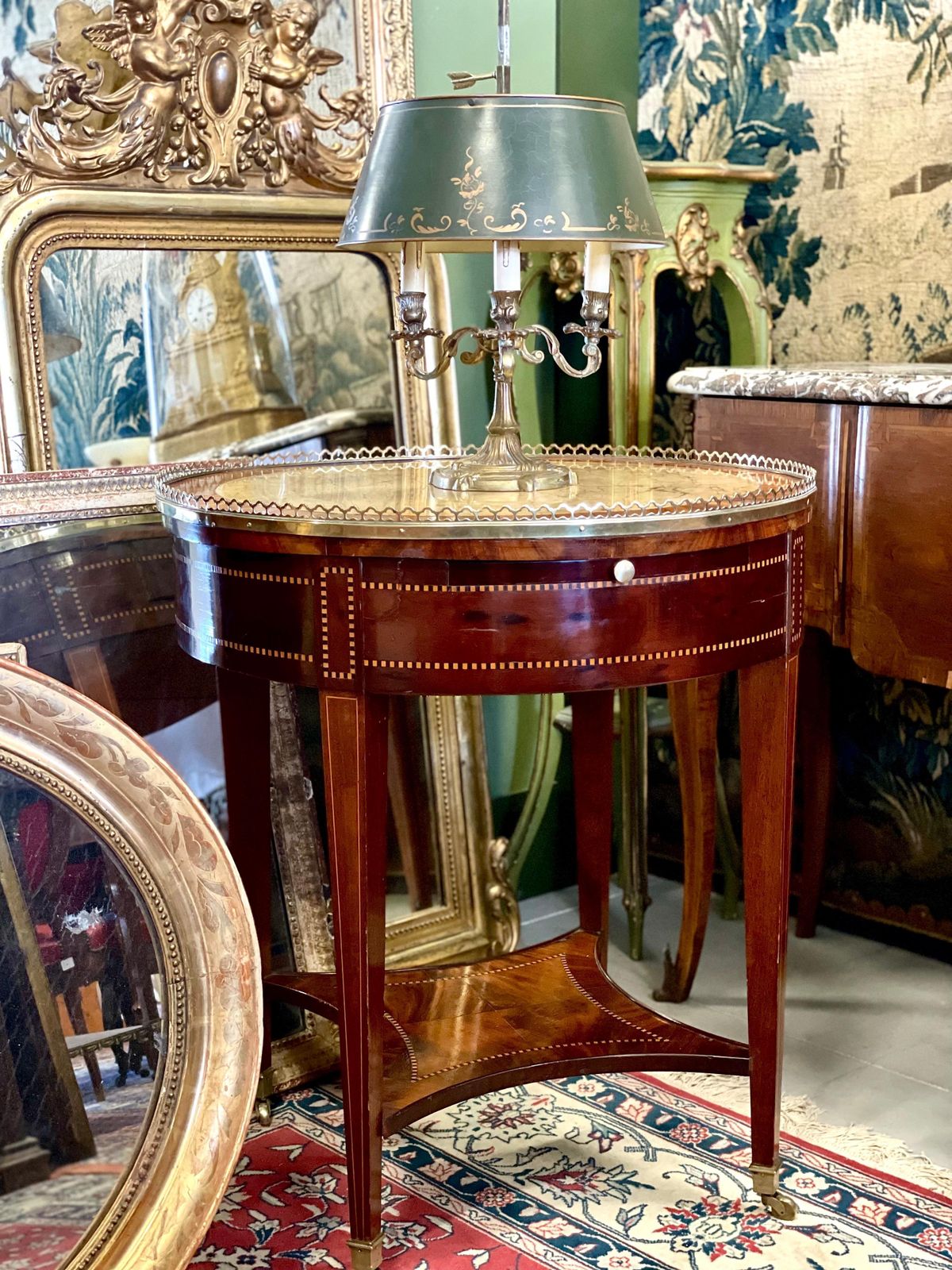 photo furniture 19th Century Marquetry Inlaid Gueridon Table