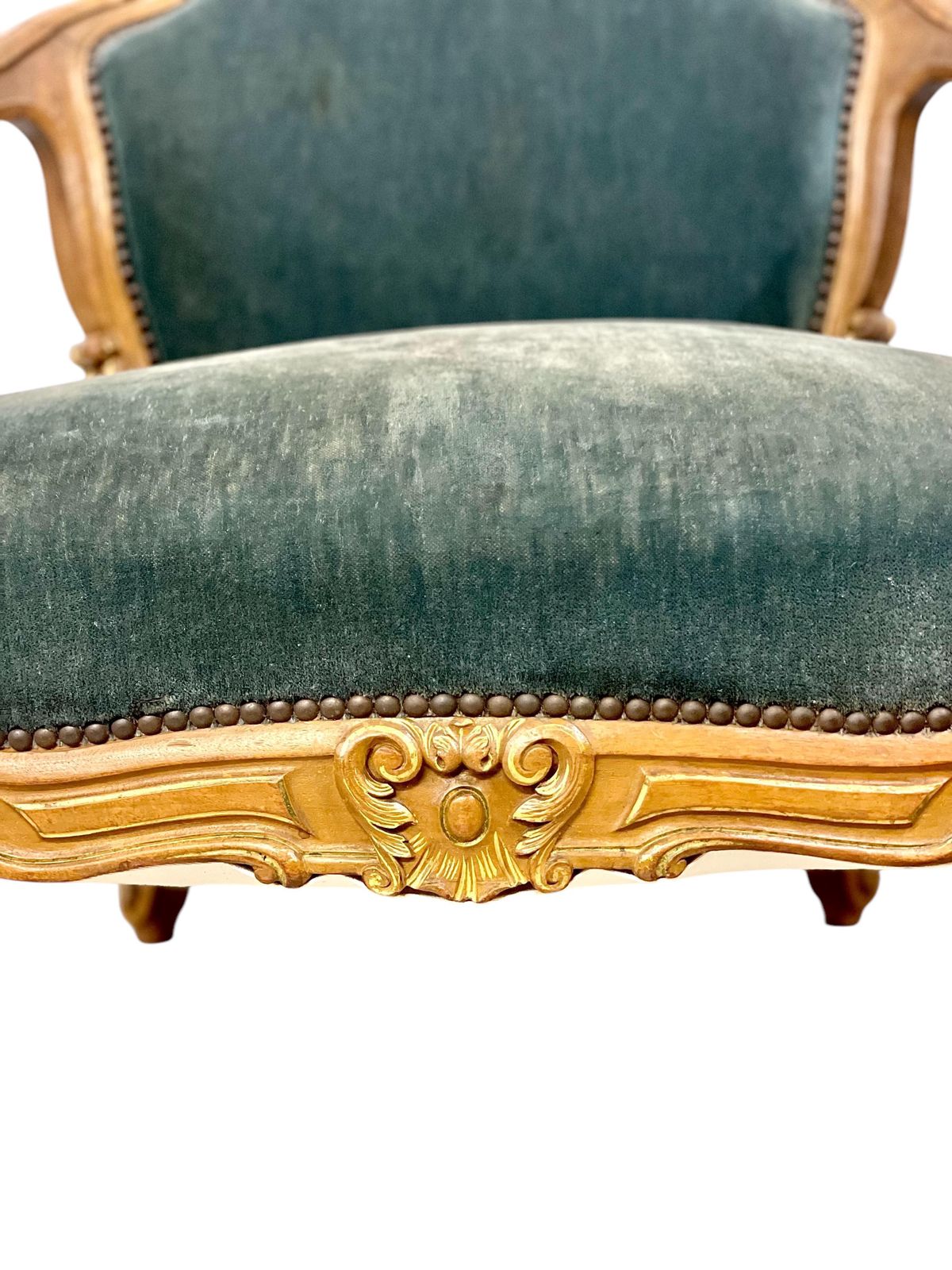 19th Century Lounge Armchair In Carved Giltwood And Velvet photo Furniture