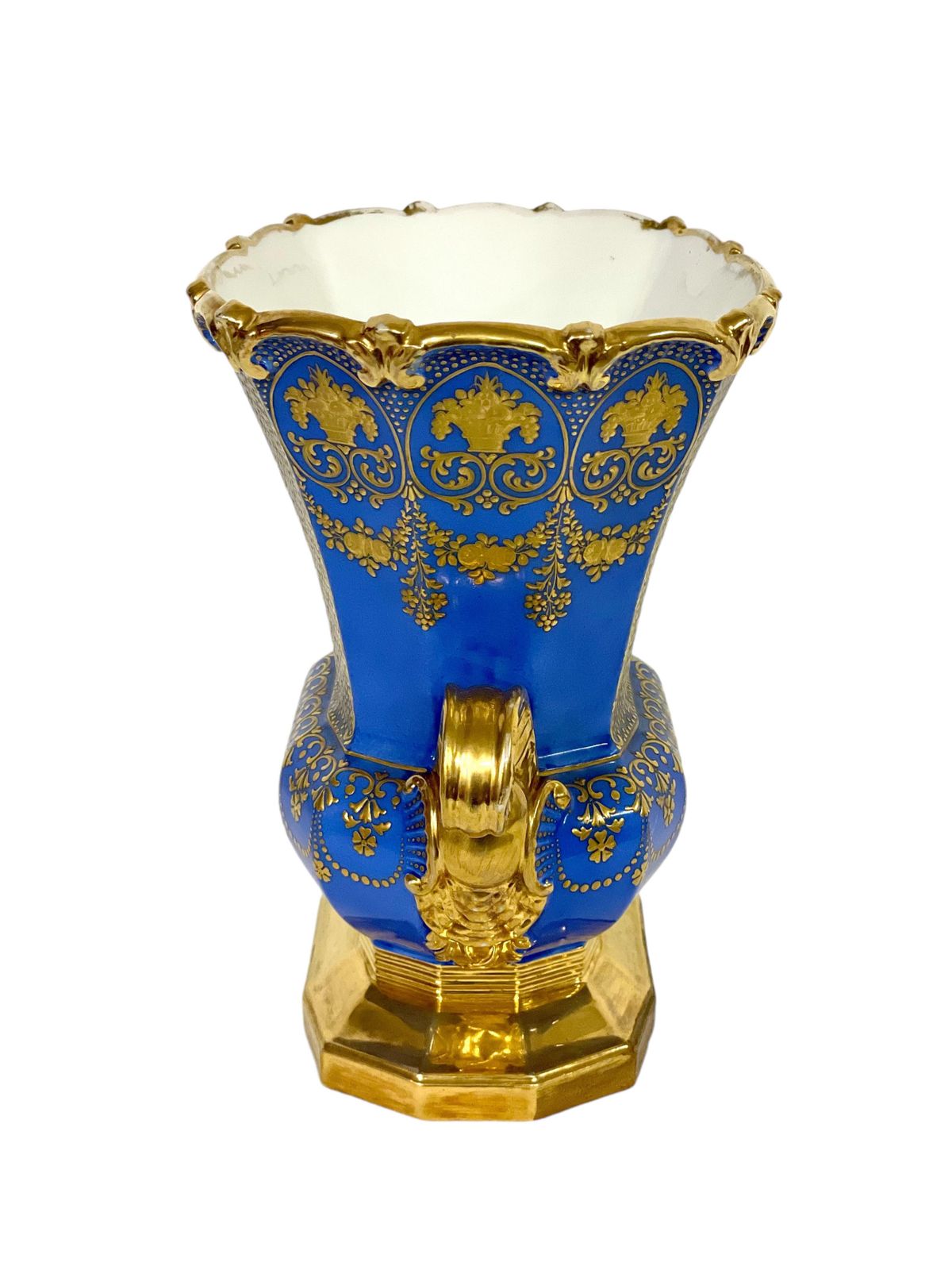 19th Century Large Opulent Cobalt Blue Porcelaine De Paris Vase photo for sale