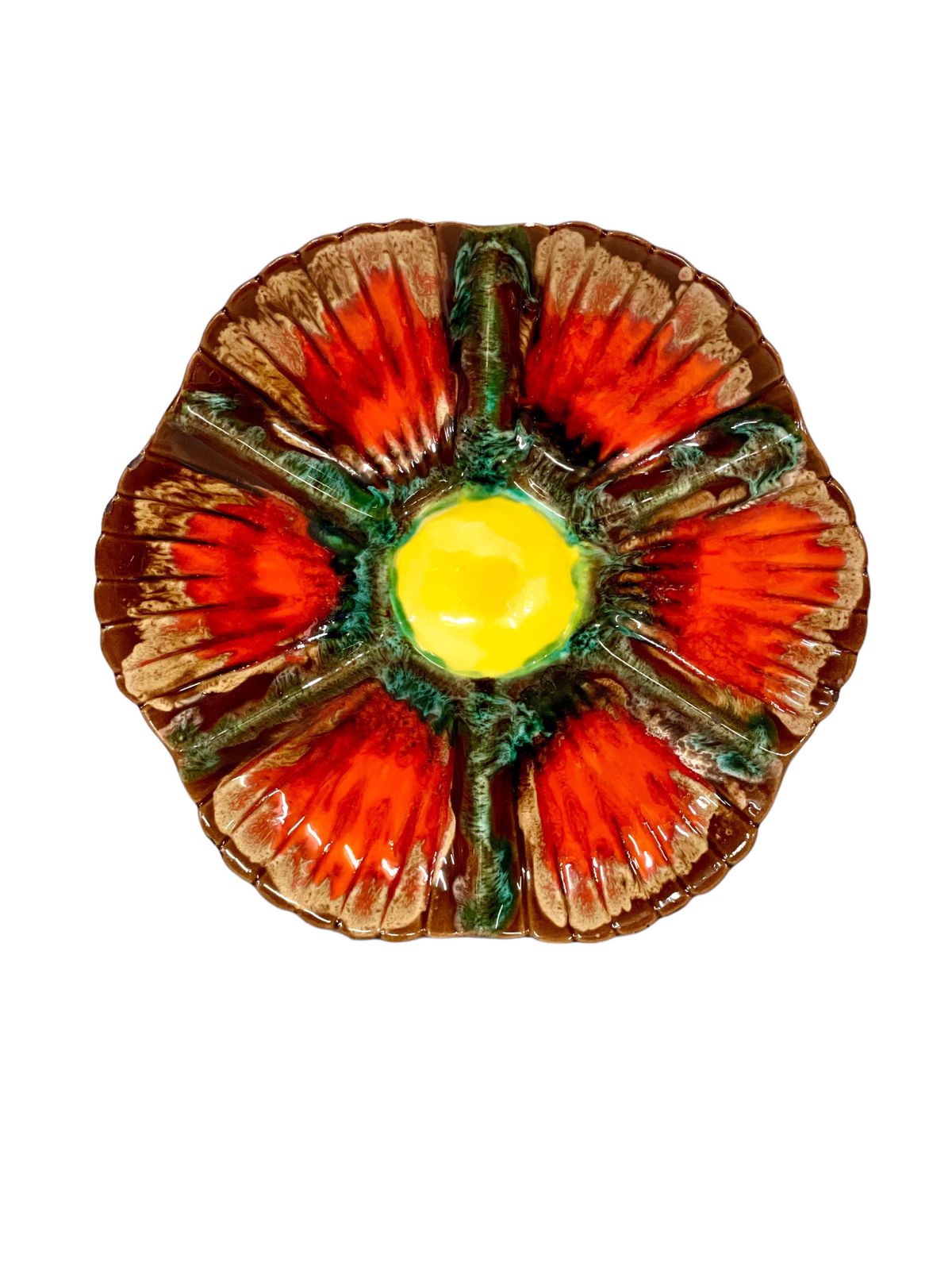 19th Century Set Of Eight Majolica Oyster Plates And Serving Platter photo Home Decor