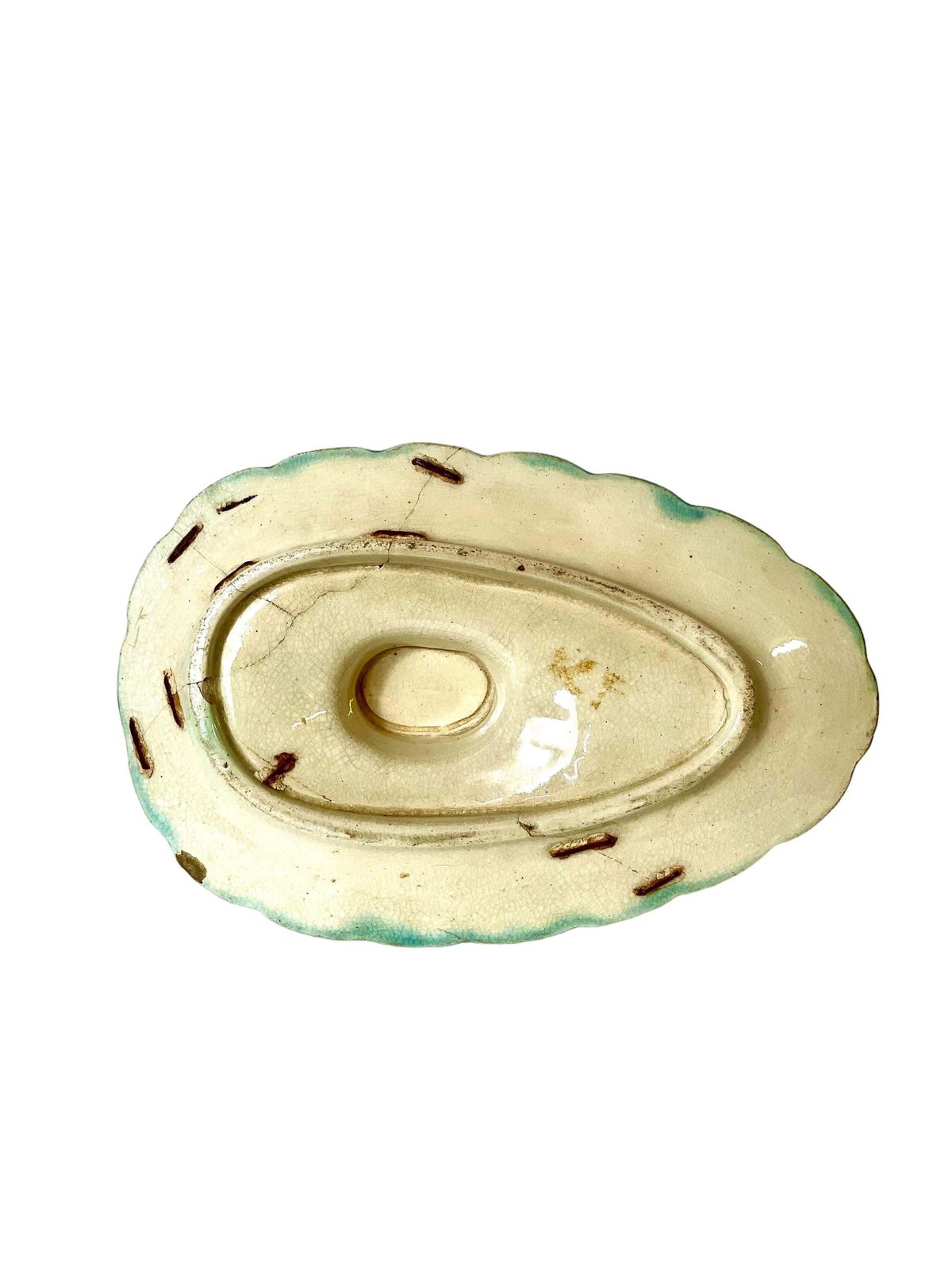 Barbotine Majolica Glazed Asparagus Sauce Boat photo Home Decor