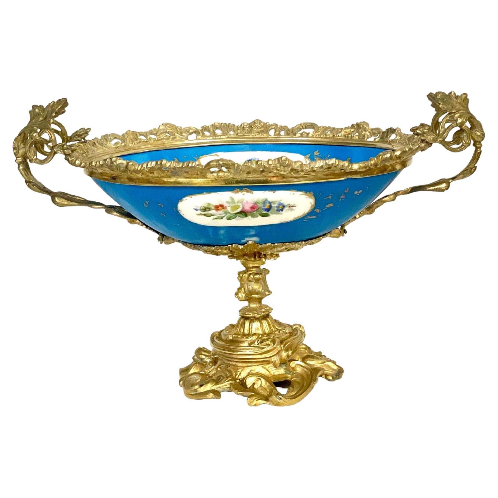 19th Century Napoleon III Sèvres Style Porcelain And Bronze Centerpiece