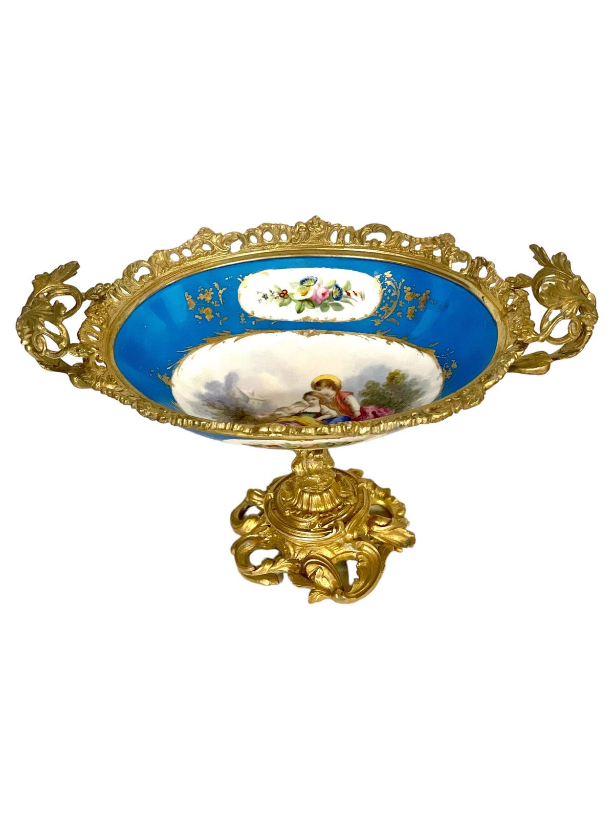 photo for sale 19th Century Napoleon III Sèvres Style Porcelain And Bronze Centerpiece