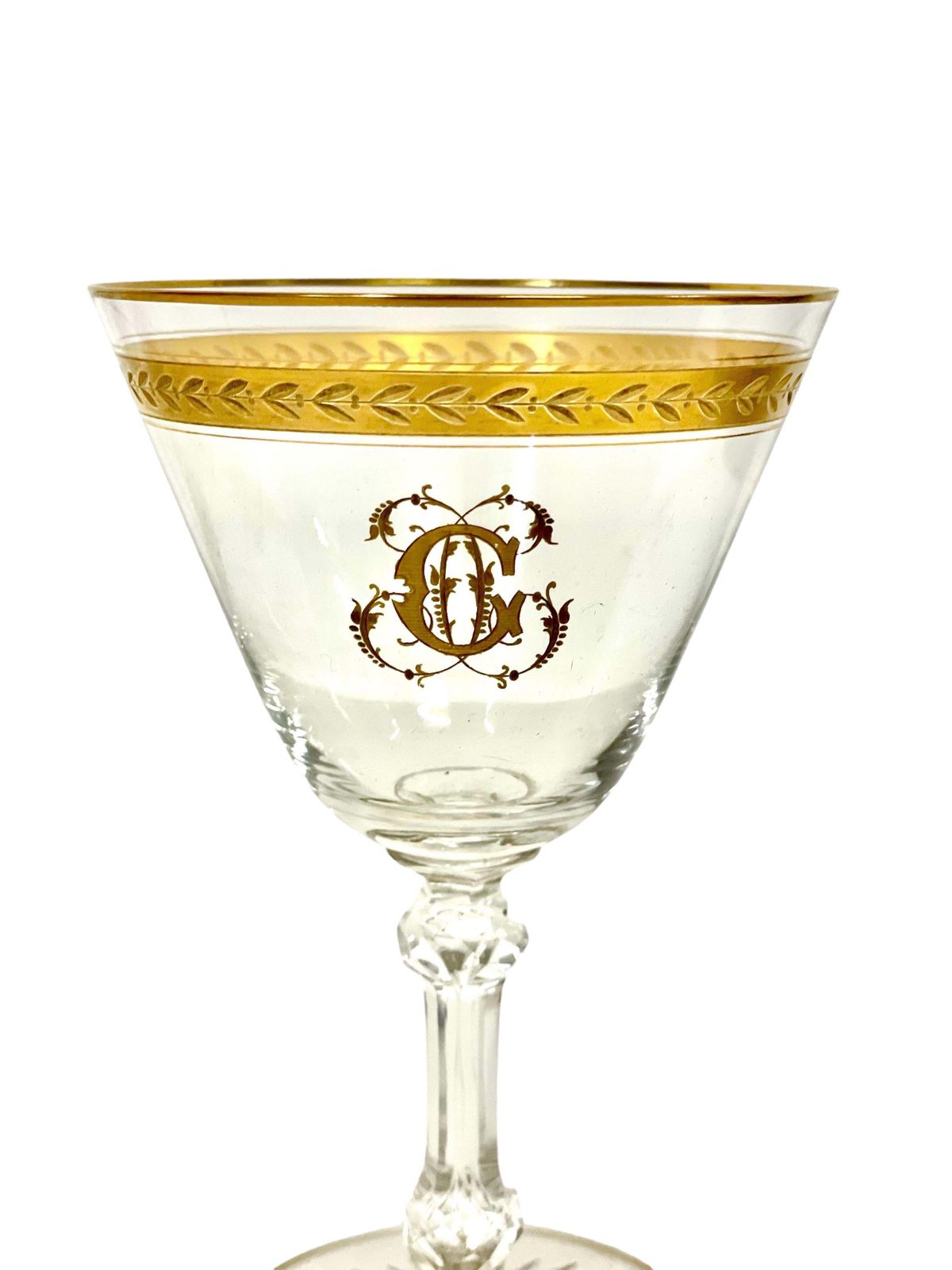 Set Of Eight Antique Crystal Gilded Glasses In The Saint Louis Style photo buy