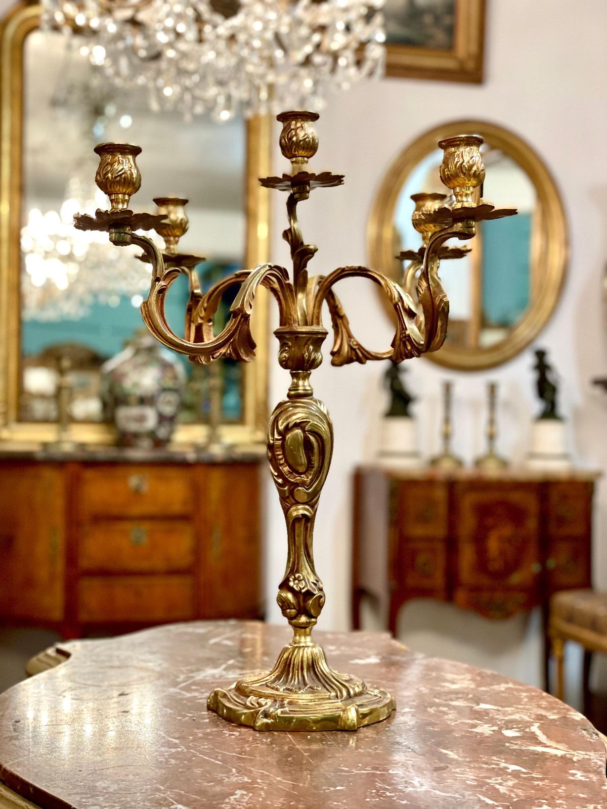 Large French Gilt Bronze Five Arm Candelabra photo buy