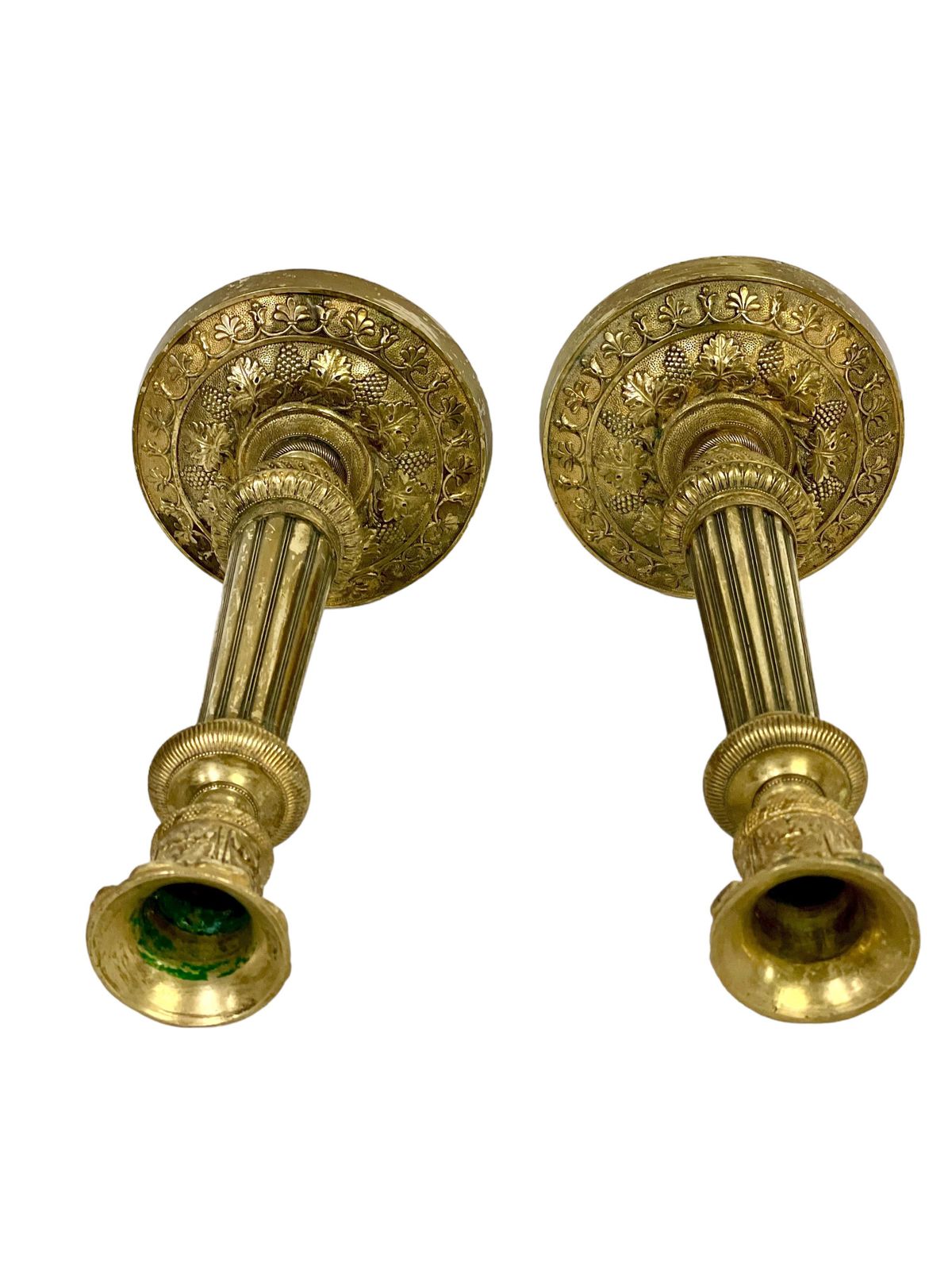 Pair Of Gilt Bronze Neoclassical Candlesticks 19th Century photo Home Decor