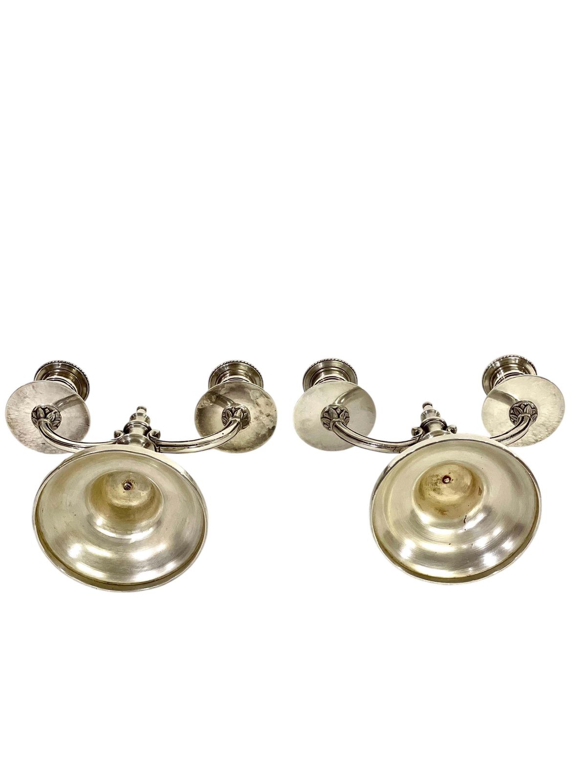Pair Of 19th Century Petite Silver Plated Bronze Candelabras photo Home Decor