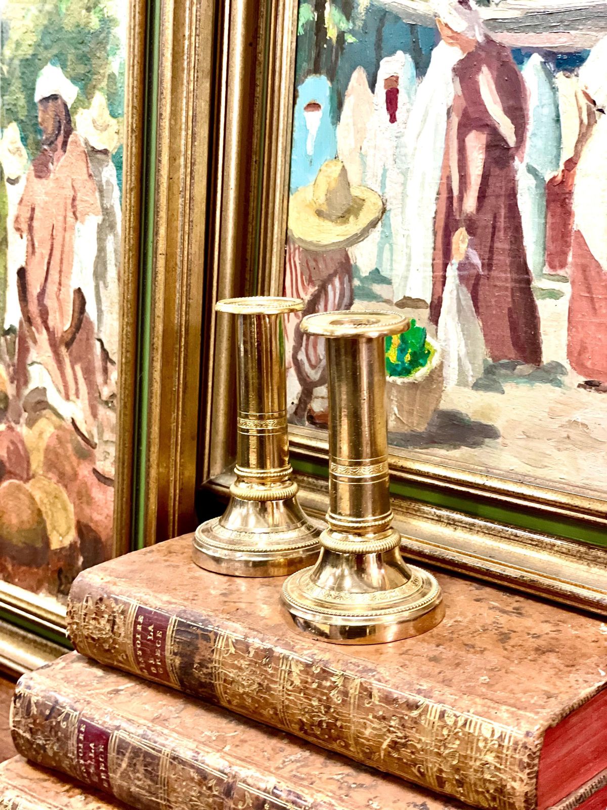 Petite Pair Of Gilt Bronze Candlesticks. 19th Century photo vinterior