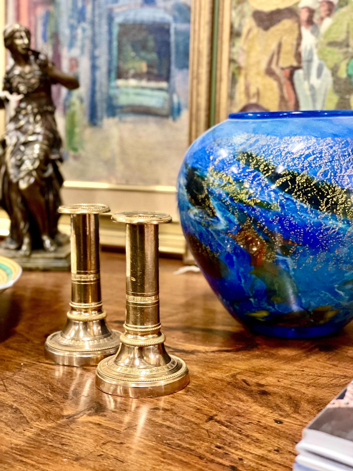 Petite Pair Of Gilt Bronze Candlesticks. 19th Century photo buy