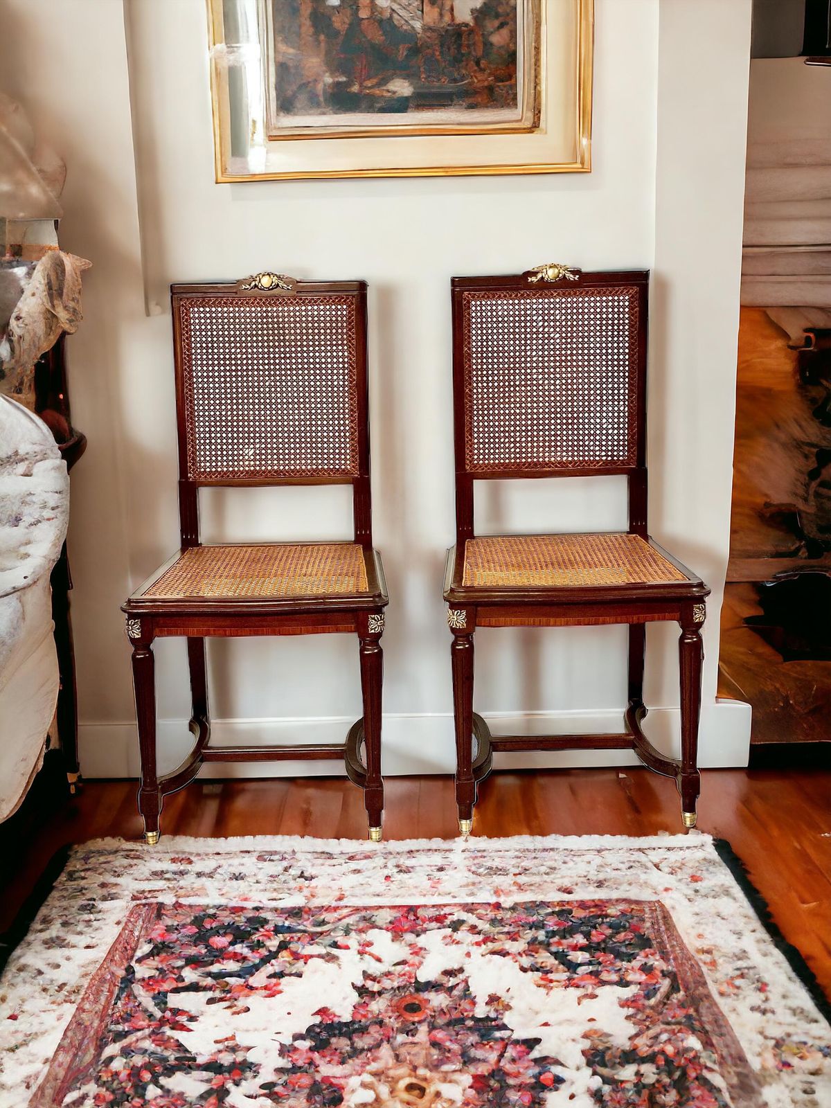 photo furniture 19th Century Pair Of Louis XVI Style French Caned Side Chairs
