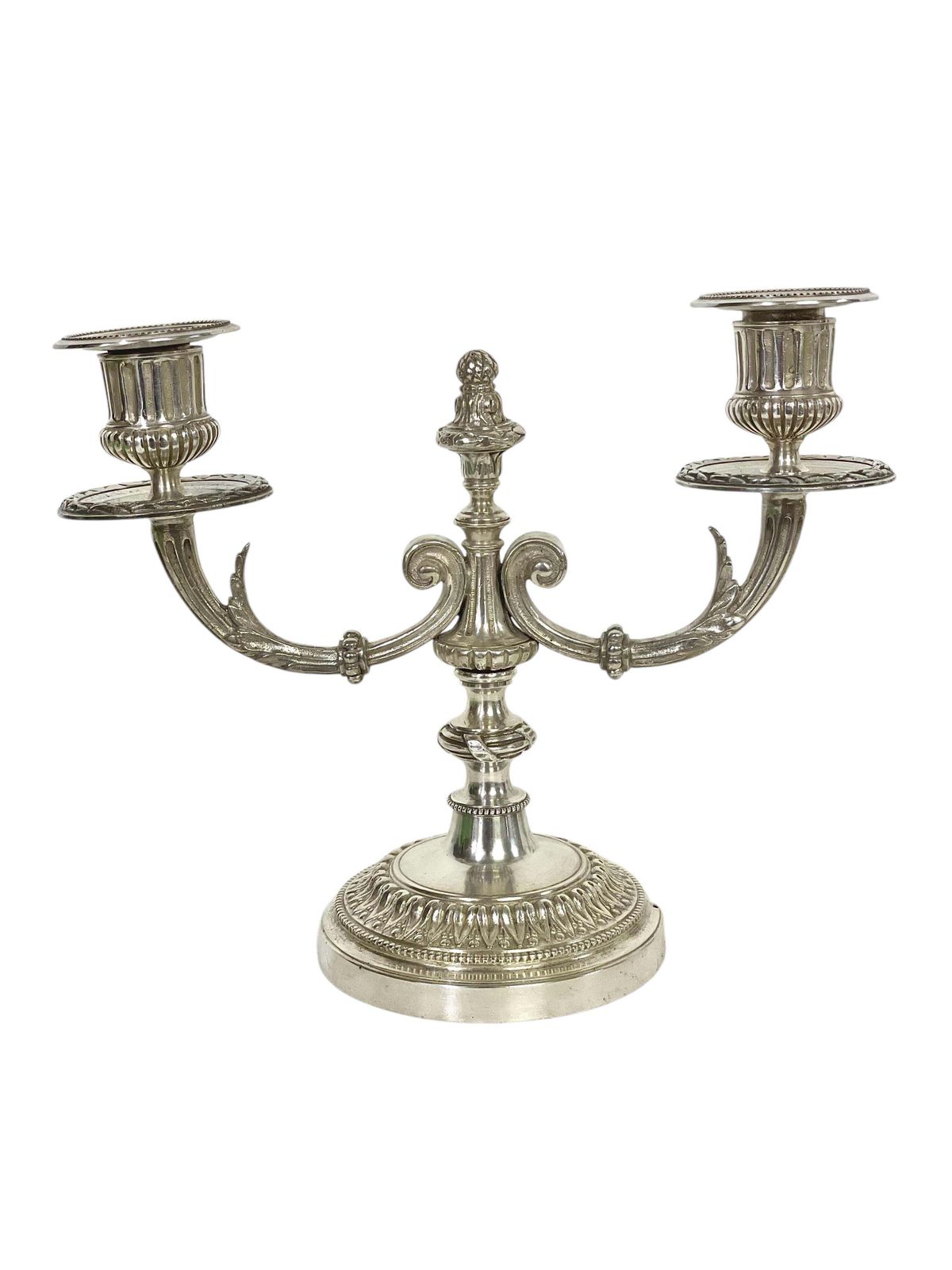 19th Century Pair Of Neoclassical Silver Plated Candelabra photo for sale