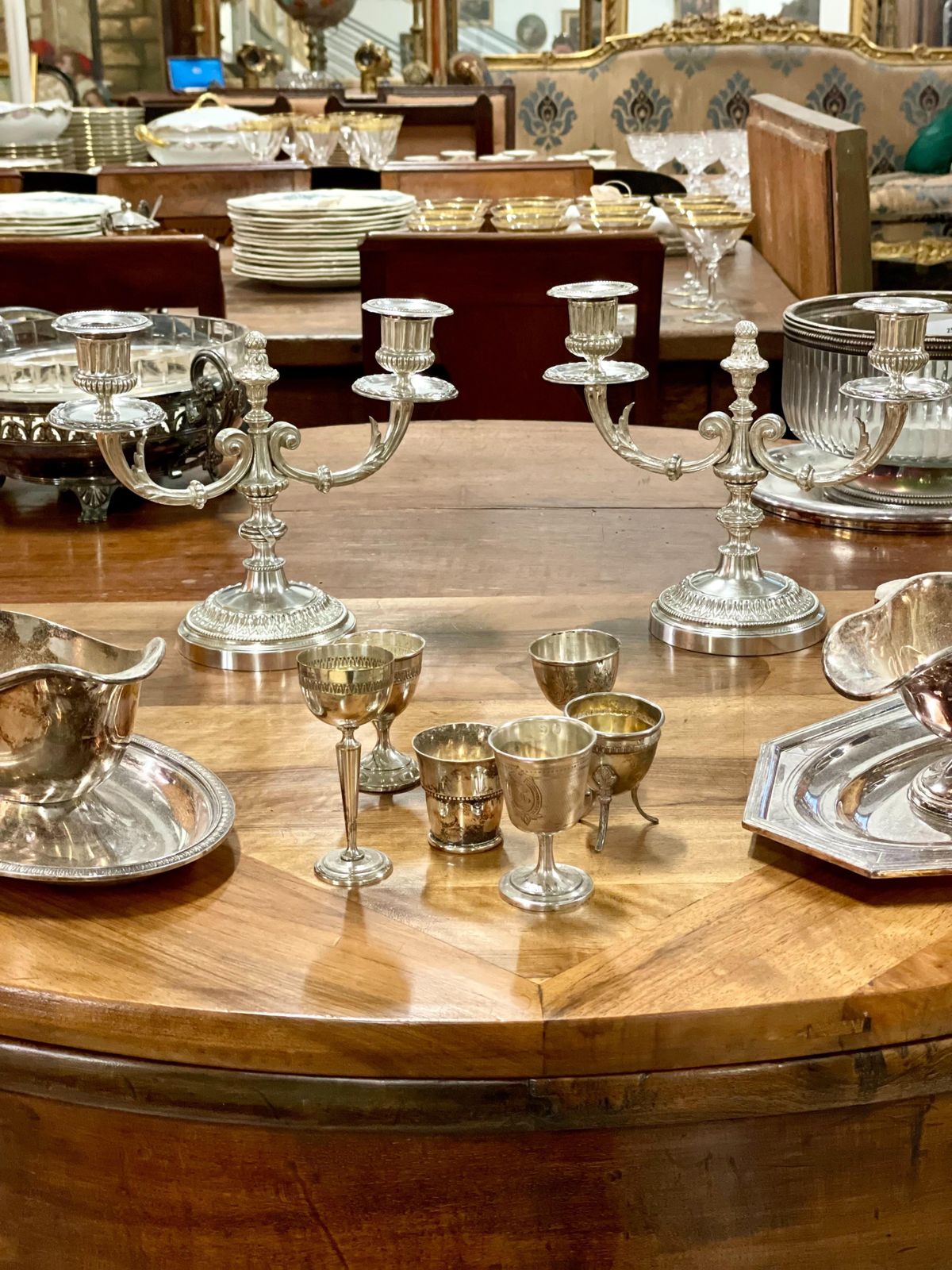 photo for sale 19th Century Pair Of Neoclassical Silver Plated Candelabra