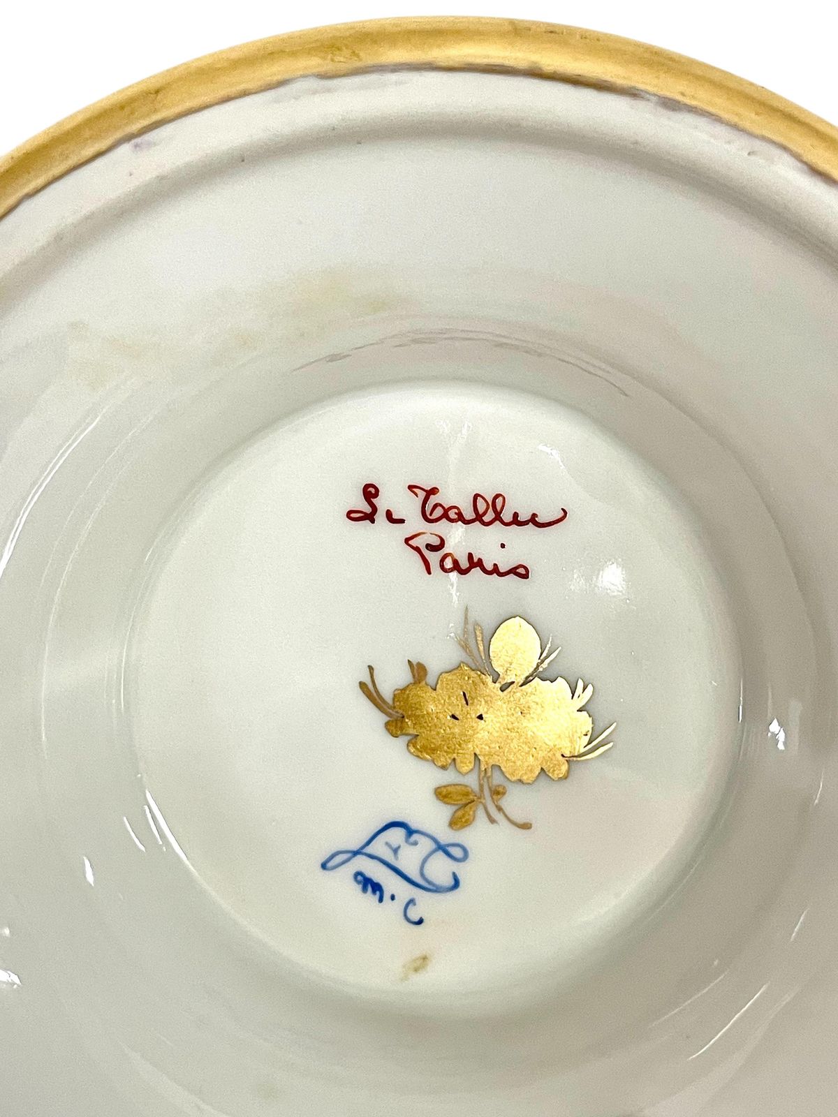 photo for sale Large Gold Porcelain Tureen And Gold Platter By Camille Le Tallec