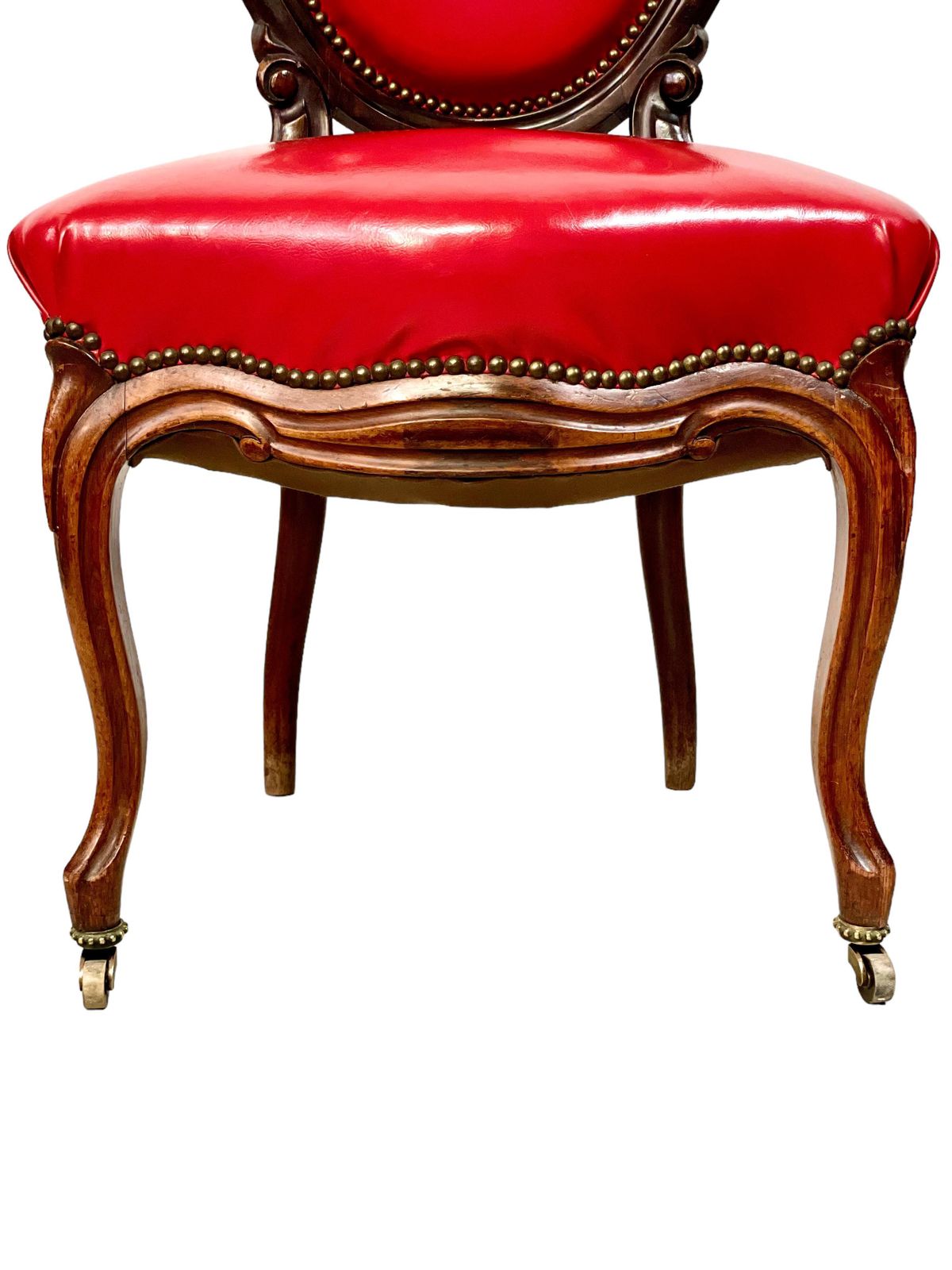 photo vinterior 19th Century Set Of Four French Red Leather Dining Chairs