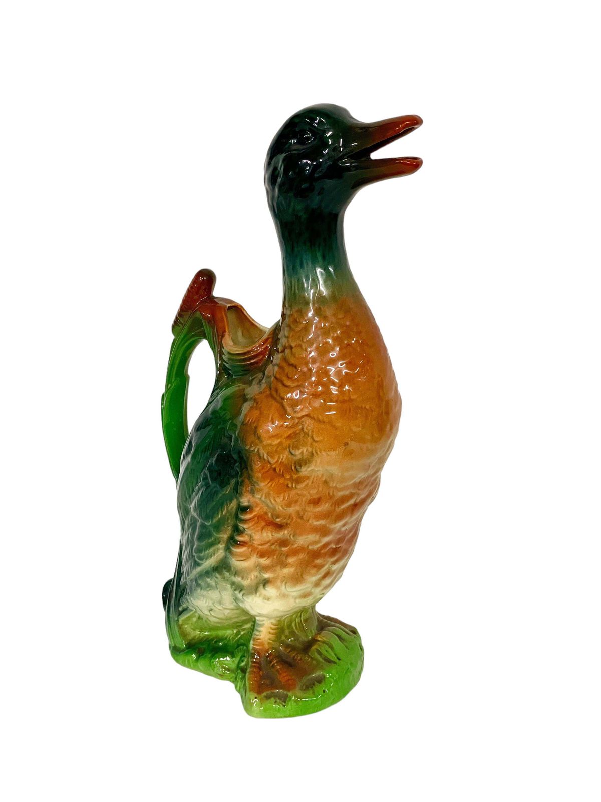19th Century French Saint Clément Majolica Duck Mallard Pitcher photo buy