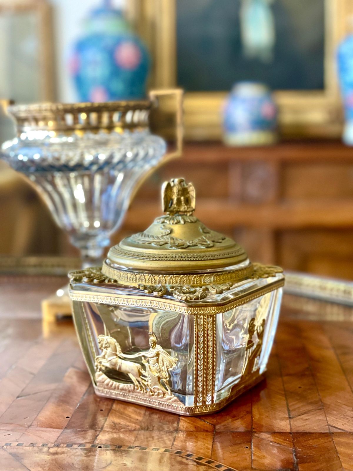 Empire Style Crystal And Brass 'Bonbonnière', Or Sweet Box photo buy