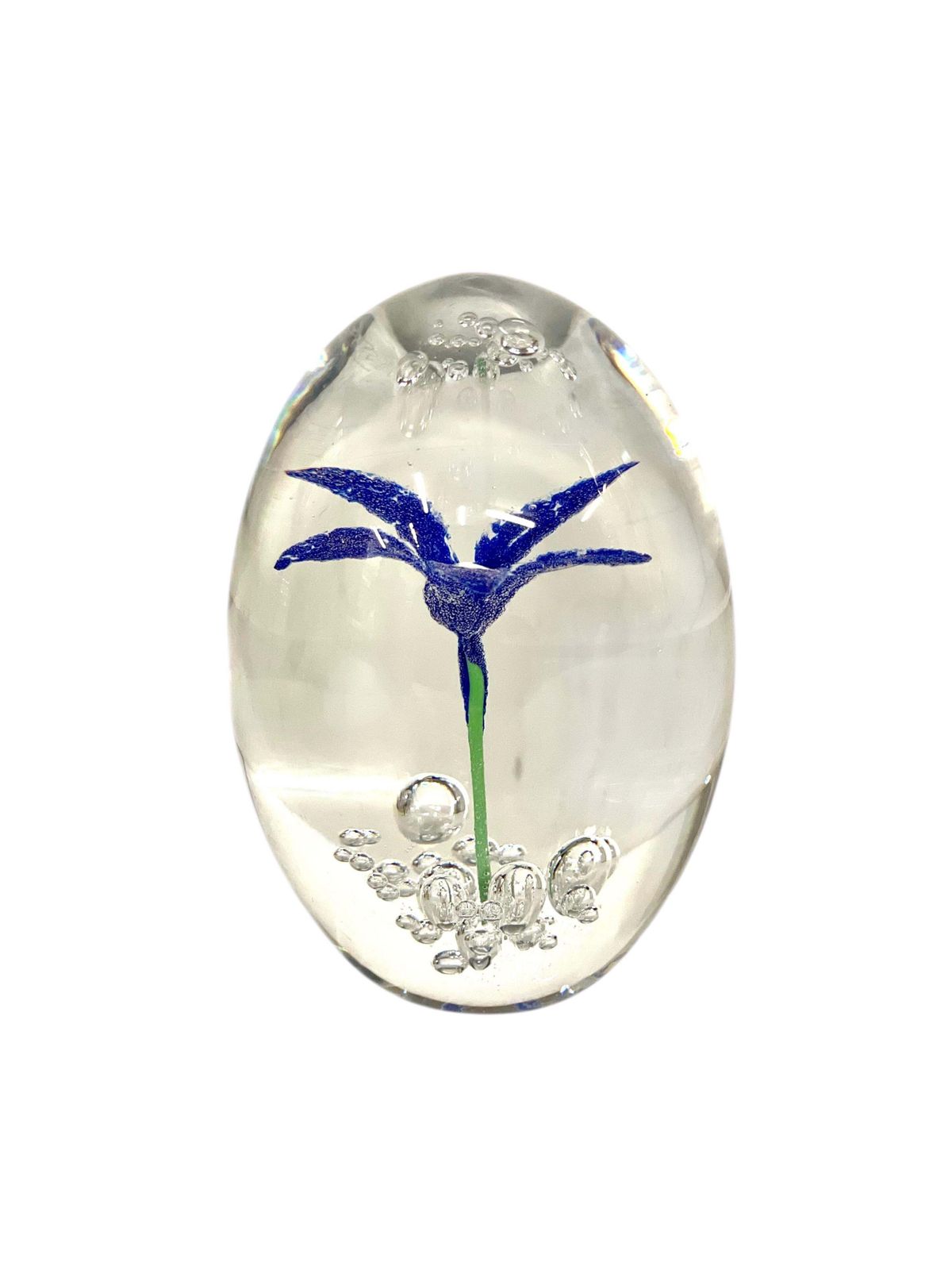 Home Decor By Daum Sulphide Paperweight With Blue Flower photo
