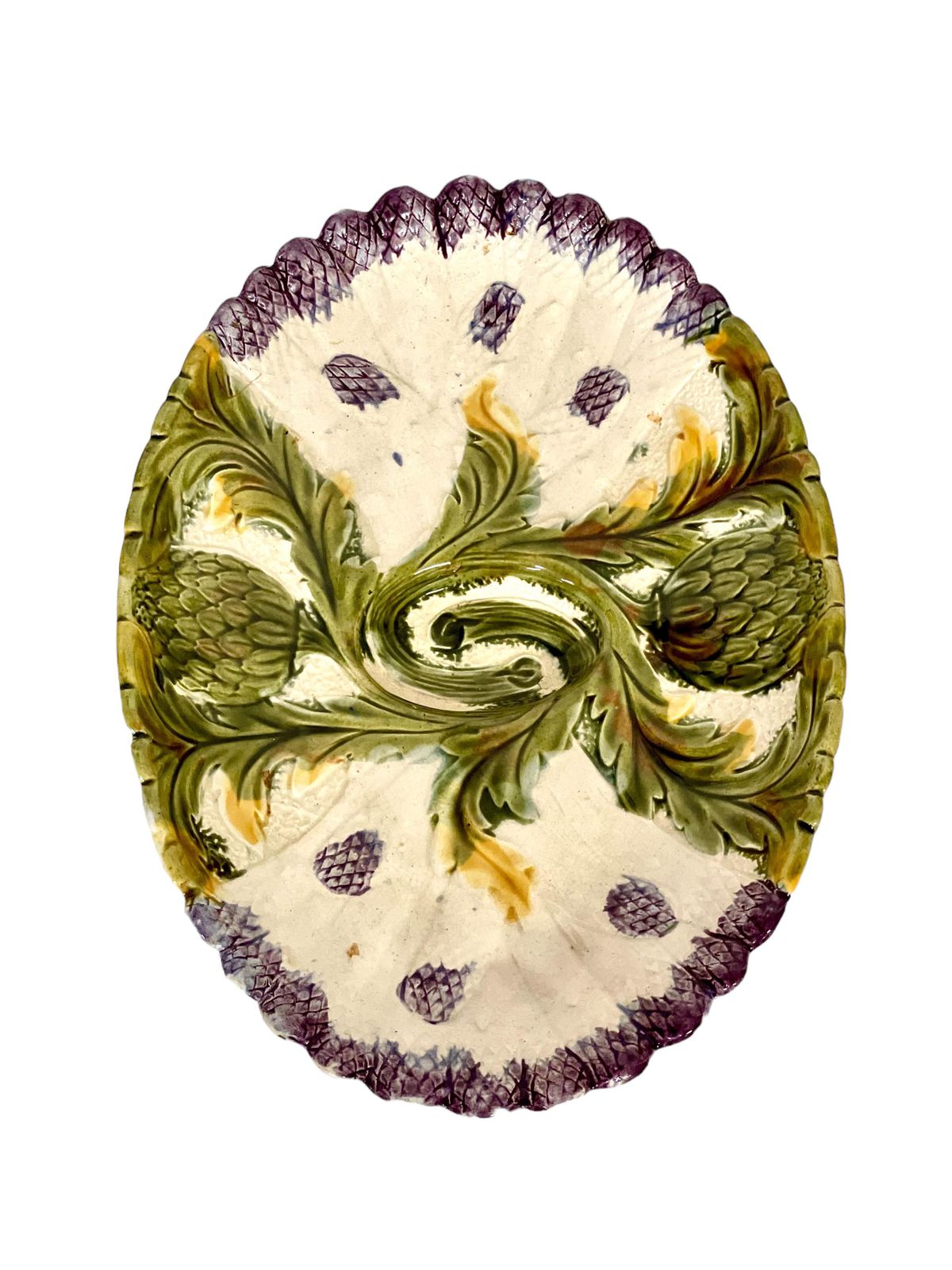 19th Century Large Majolica Asparagus Serving Platter photo buy