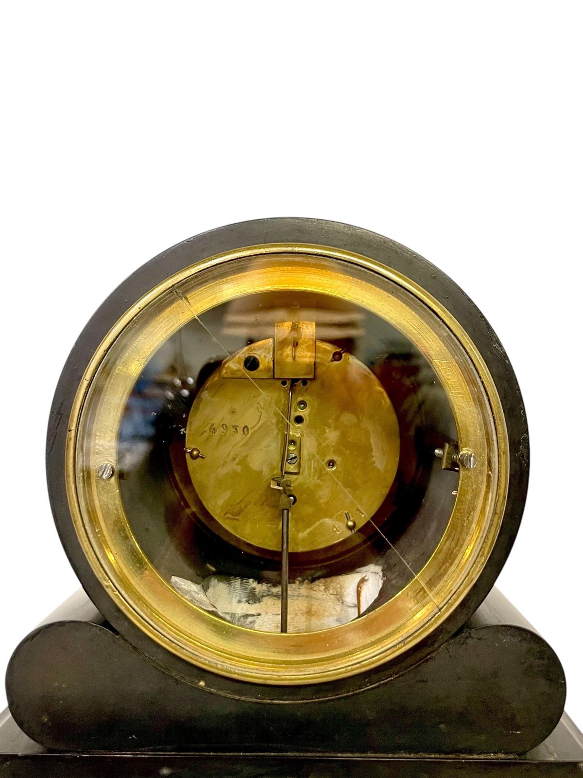 19th Century Black Marble Mantel Clock photo Home Decor