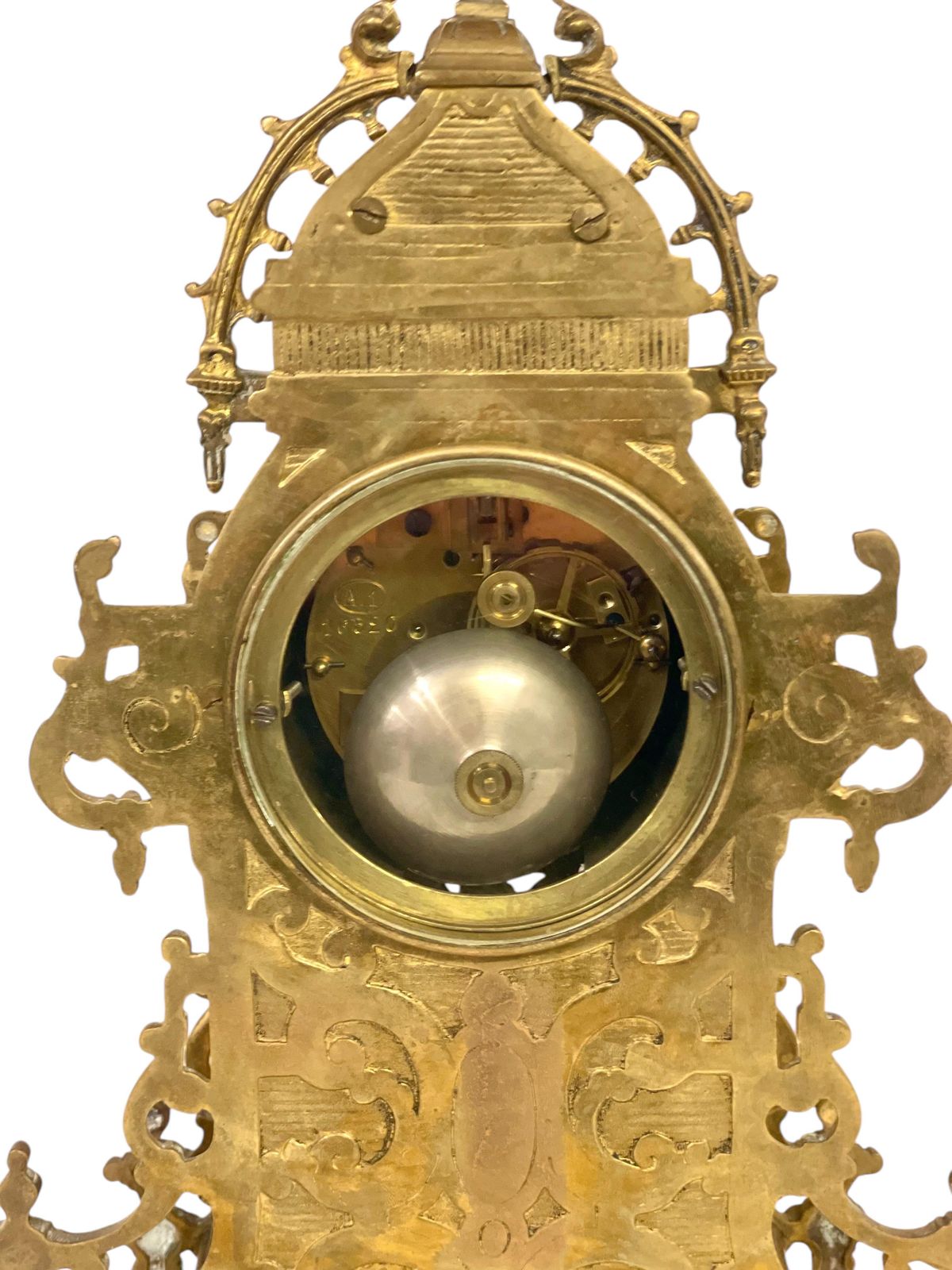 1283.0 19th Century Gilt Bronze Cathedral Mantel Clock photo
