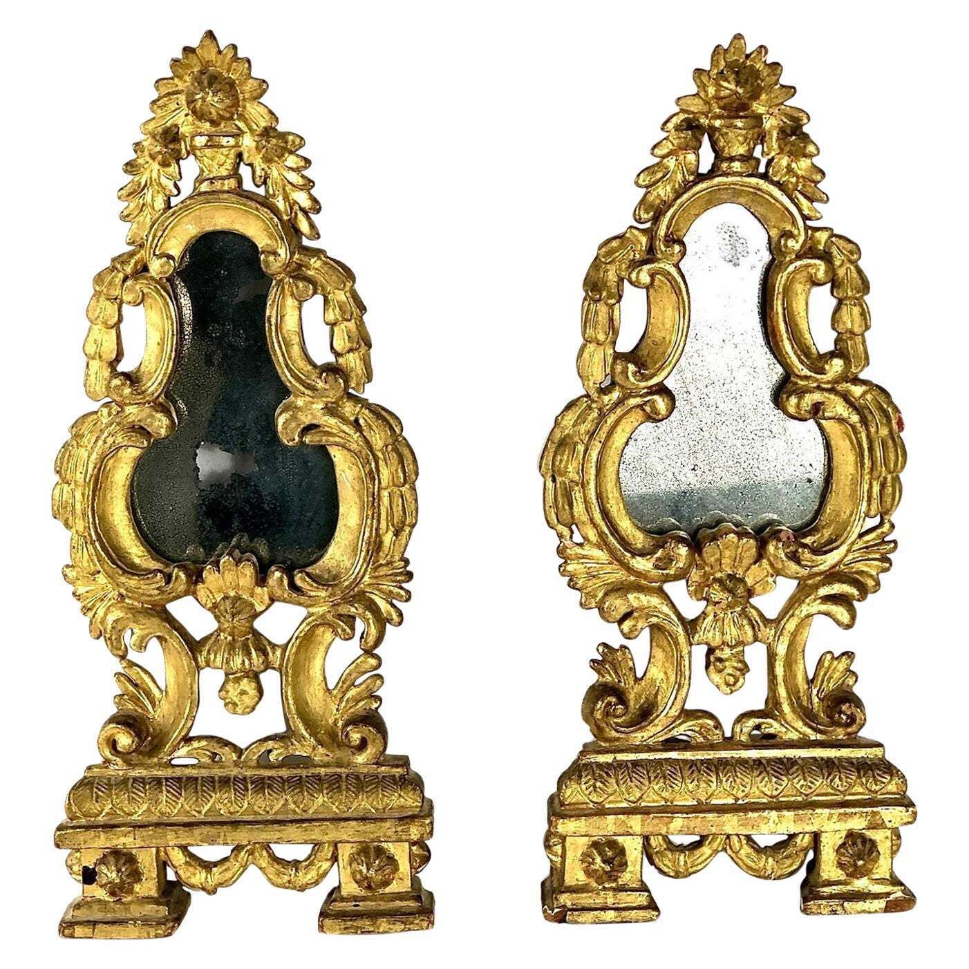18th Century Pair Of Petite Giltwood Mirrors
