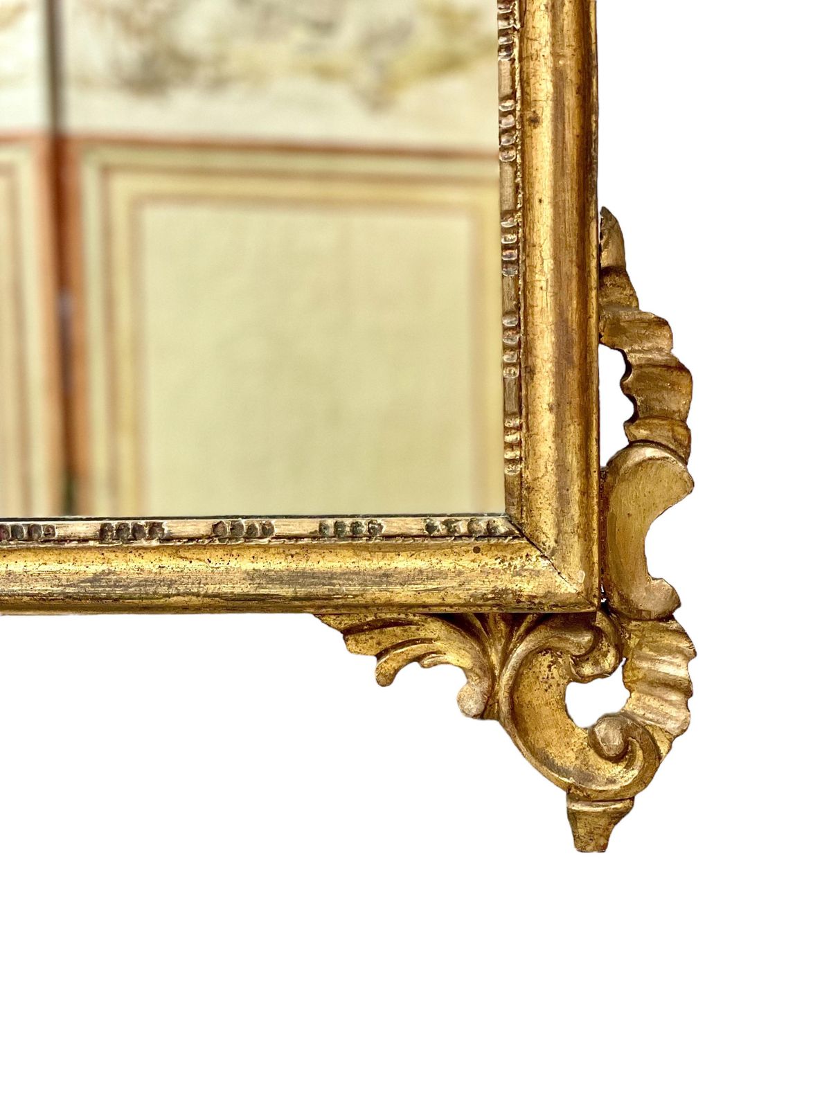 19th Century Giltwood Mantle Mirror With Ornate Crest photo vinterior