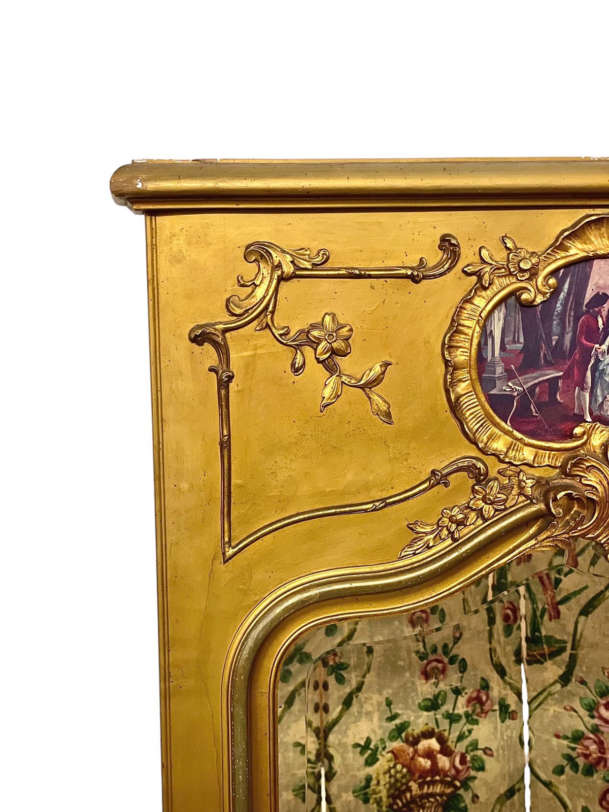 19th Century Louis XV Giltwood Trumeau Mirror photo for sale