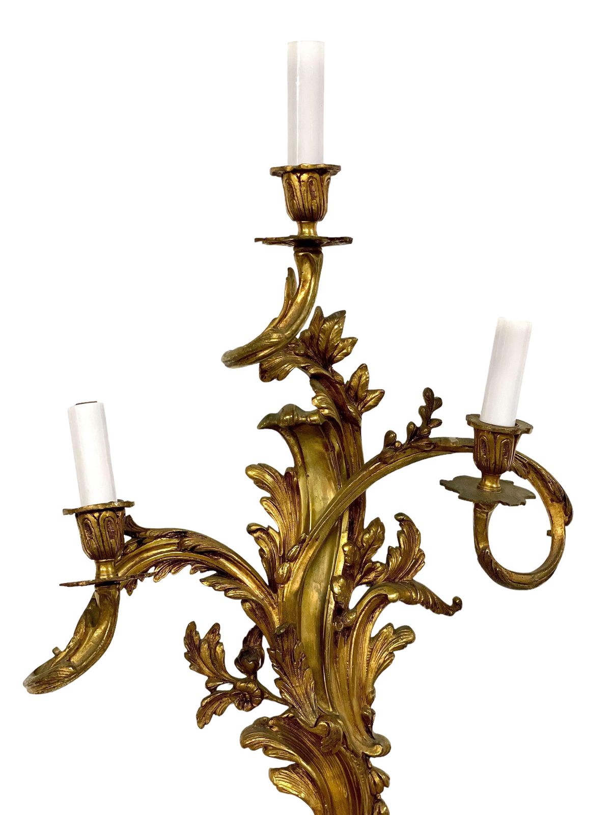 19th Century Pair Of Large Louis XV Gilt Bronze Sconces photo vintage