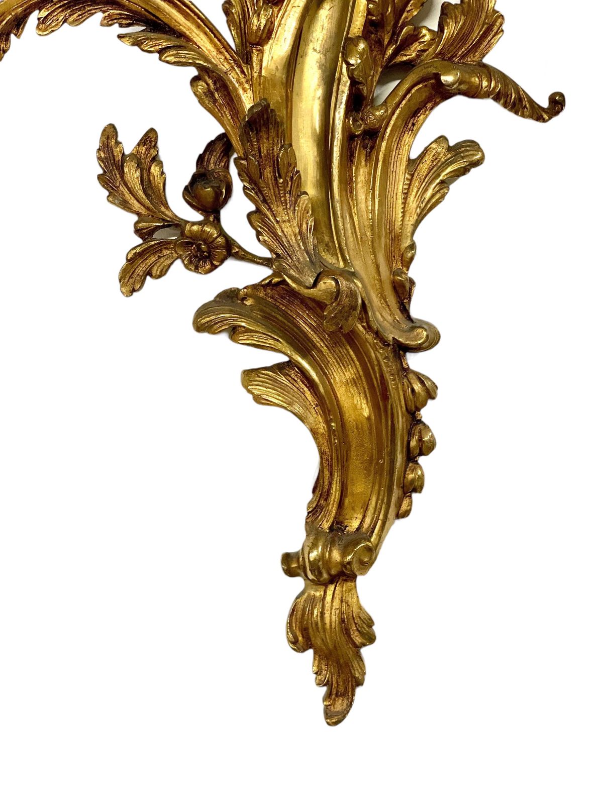 photo for sale 19th Century Pair Of Large Louis XV Gilt Bronze Sconces