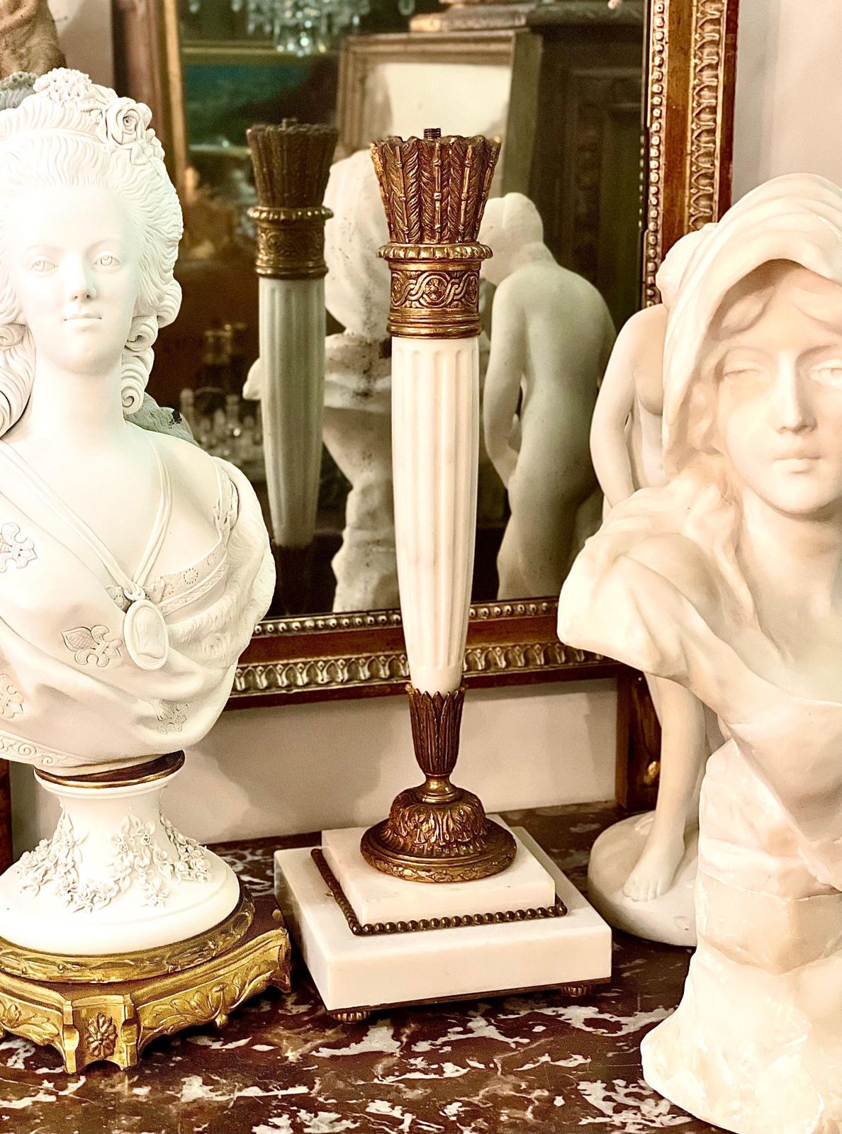 Empire Style “Quiver” Table Lamp In Italian Marble And Bronze, 19th Century photo 1082.0