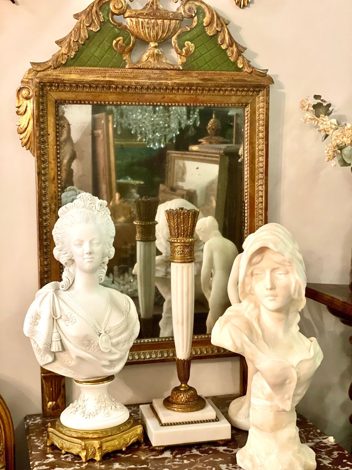 Empire Style “Quiver” Table Lamp In Italian Marble And Bronze, 19th Century photo vinterior