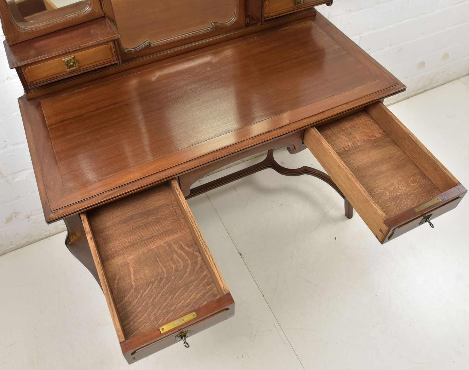 Antique! Dressing Table Restored Mahogany Art Nouveau Mirrored Chest Of Drawers Bedroom photo vinterior