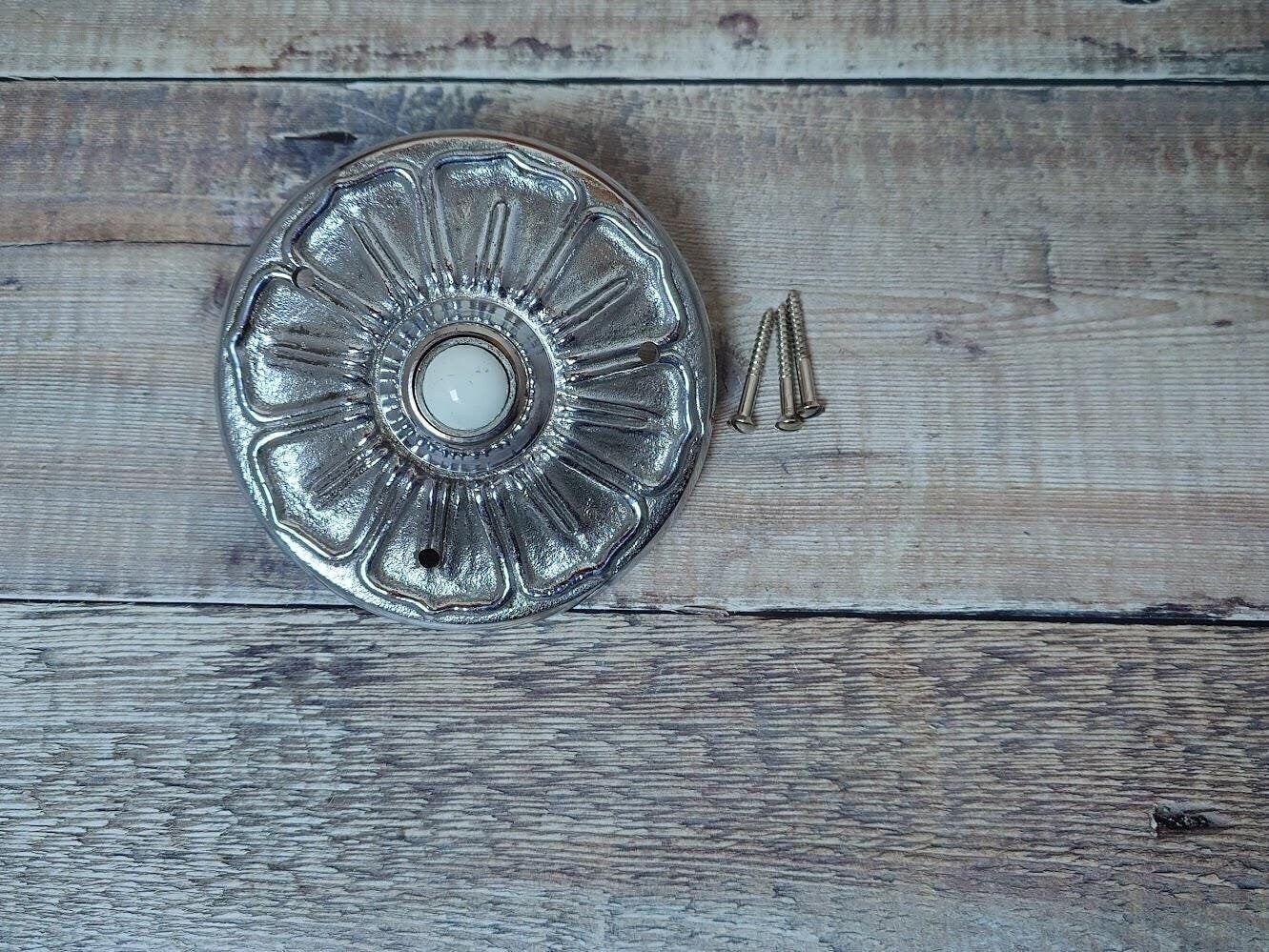 Large Nickel Plated Brass Door Bell Press, Nickel Doorbell Press Button