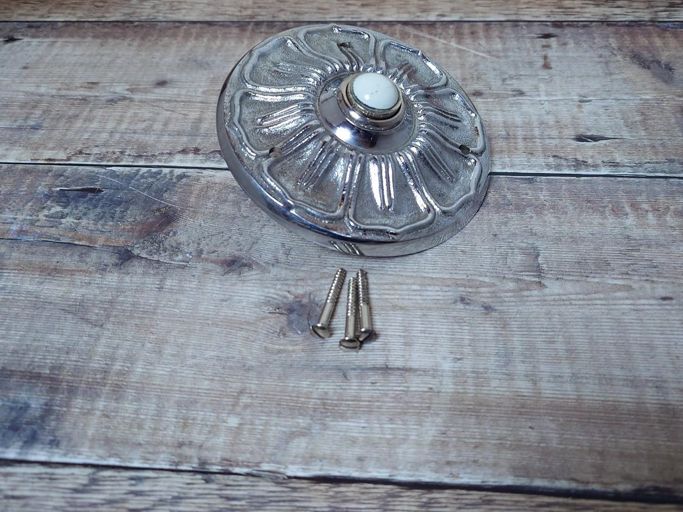 Large Nickel Plated Brass Door Bell Press, Nickel Doorbell Press Button photo 65.0