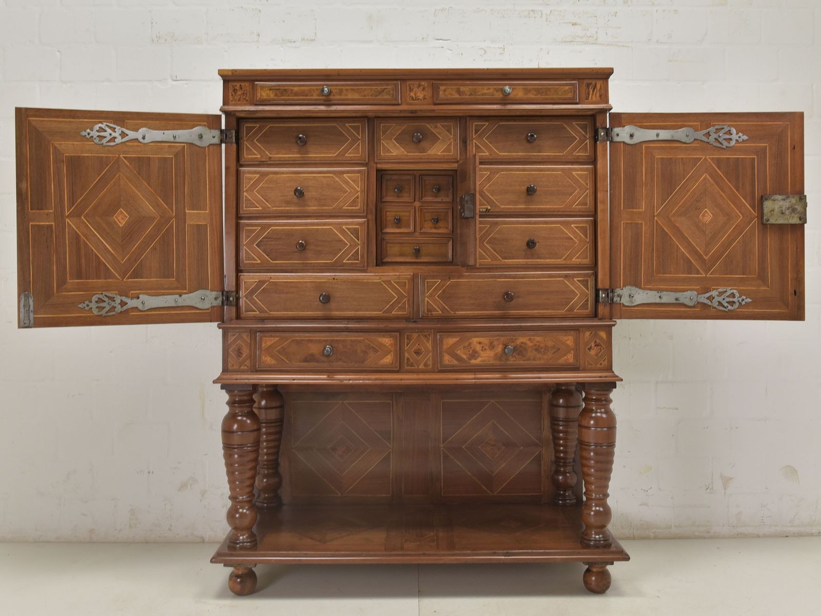Antique! Cabinet Restored Baroque Circa 1720 Walnut Stollen Cabinet photo for sale