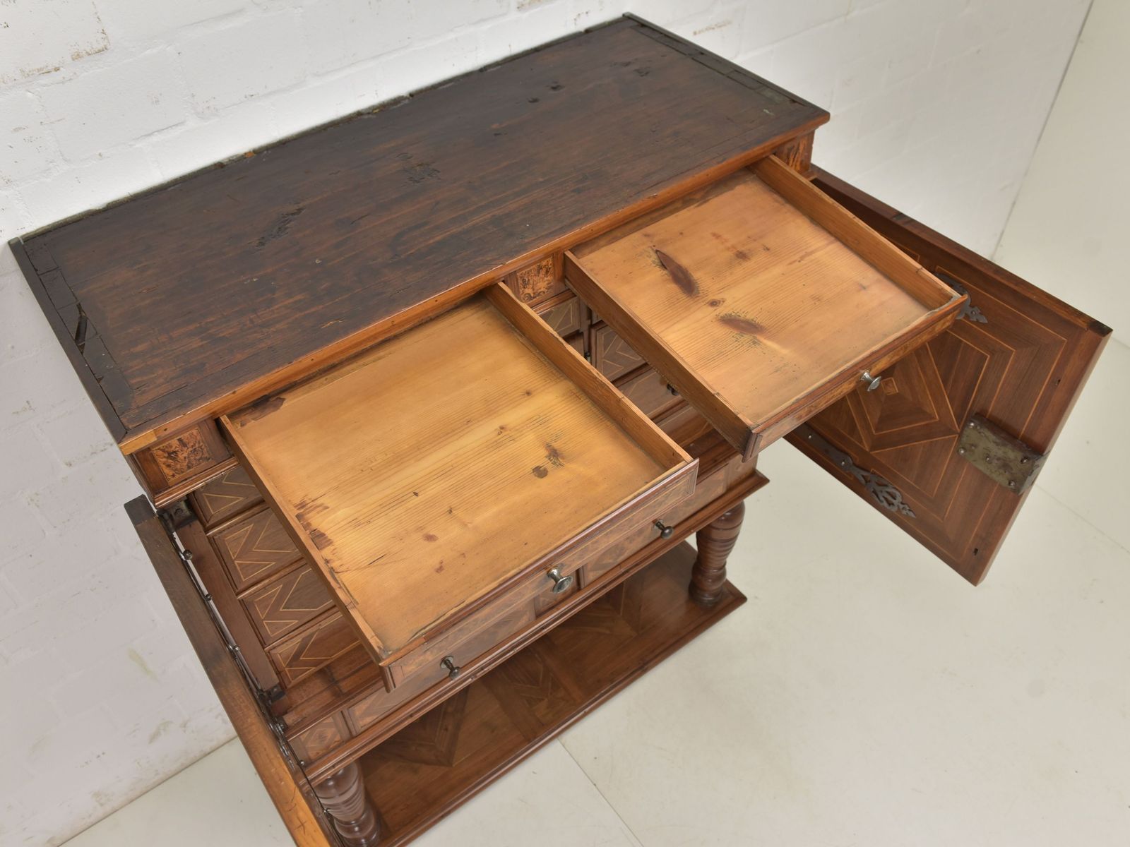 Antique! Cabinet Restored Baroque Circa 1720 Walnut Stollen Cabinet photo Furniture