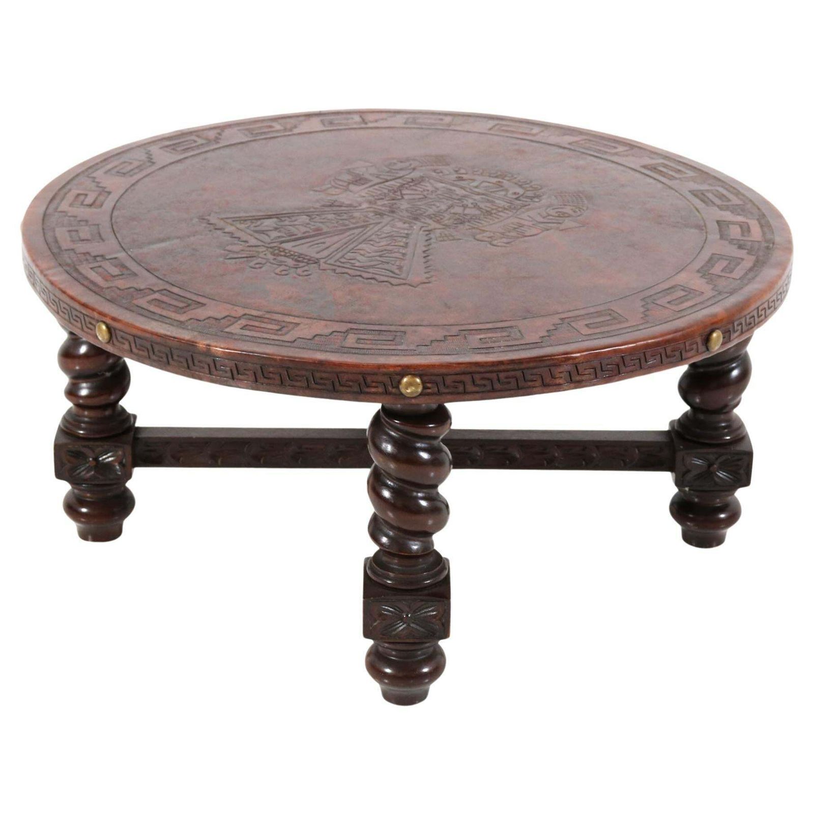 Walnut And Leather Mid Century Modern Coffee Table By Angel Pazmino, 1960s