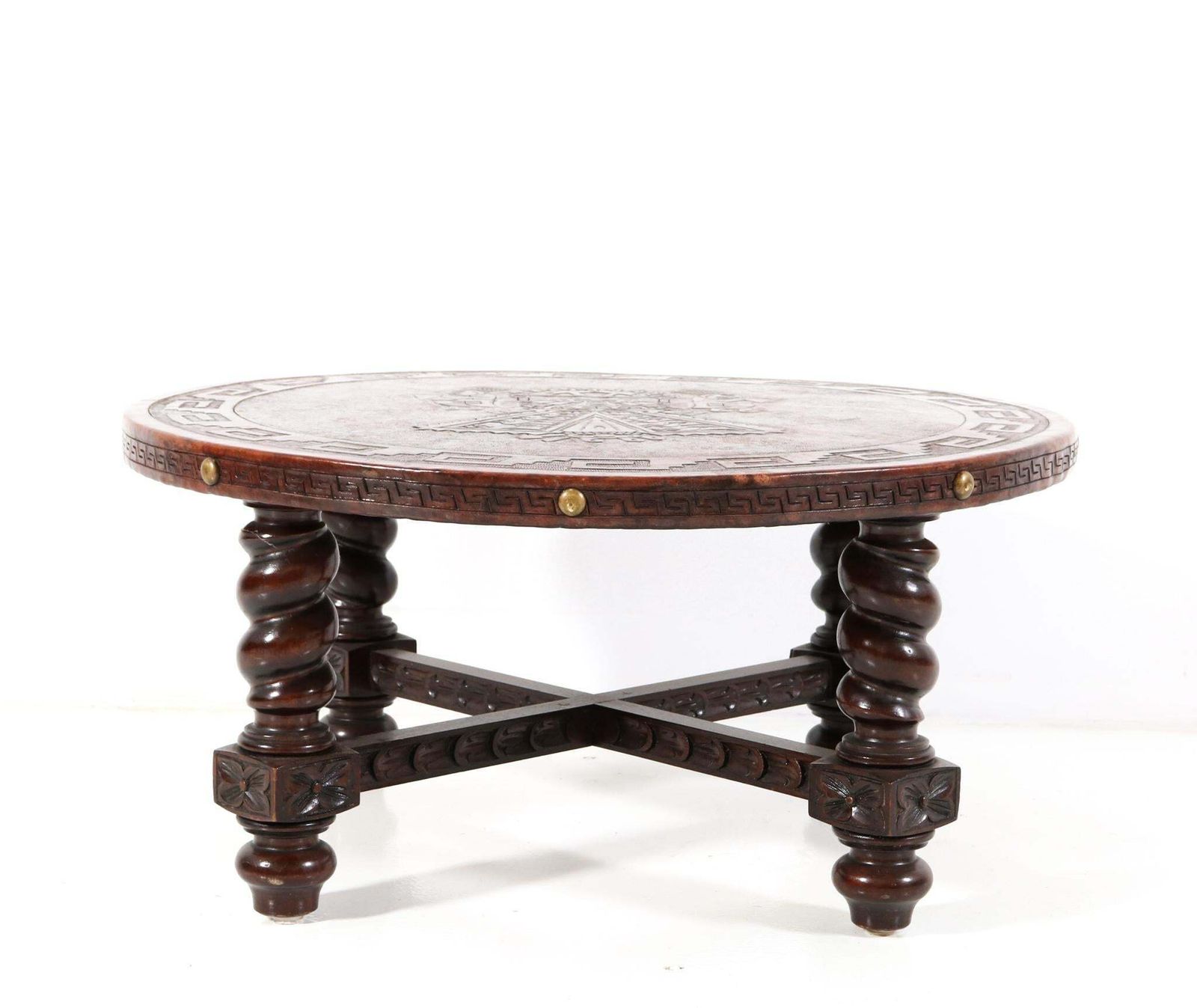 Walnut And Leather Mid Century Modern Coffee Table By Angel Pazmino, 1960s photo furniture