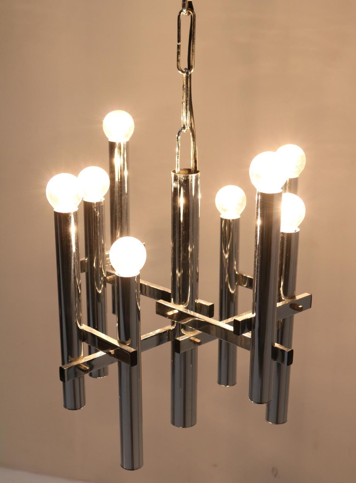 Mid Century Modern Italian Chandelier In The Style Of Gaetano Sciolari photo for sale