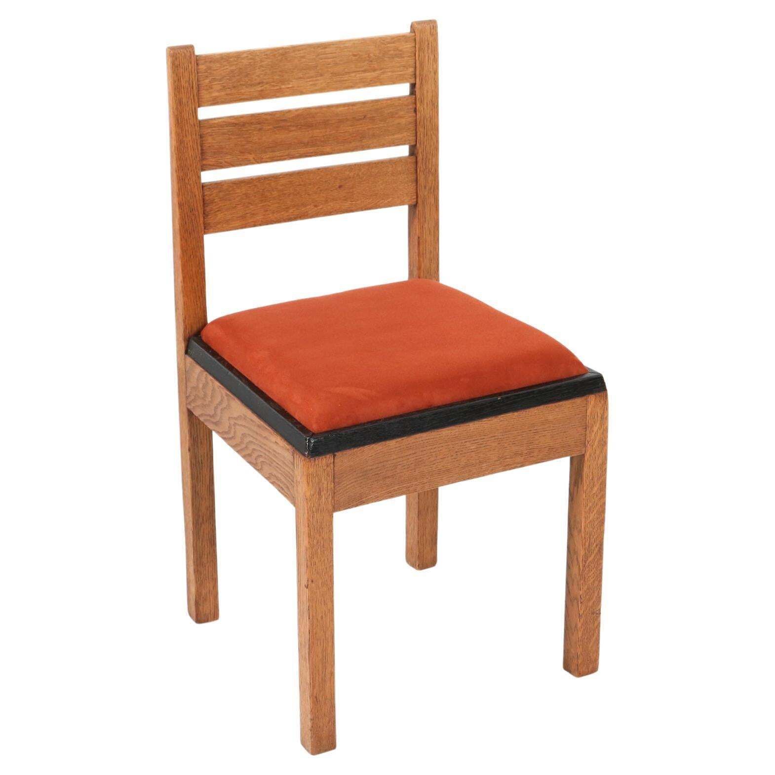 Oak Art Deco Modernist Side Chair By Jan Brunott, 1920s