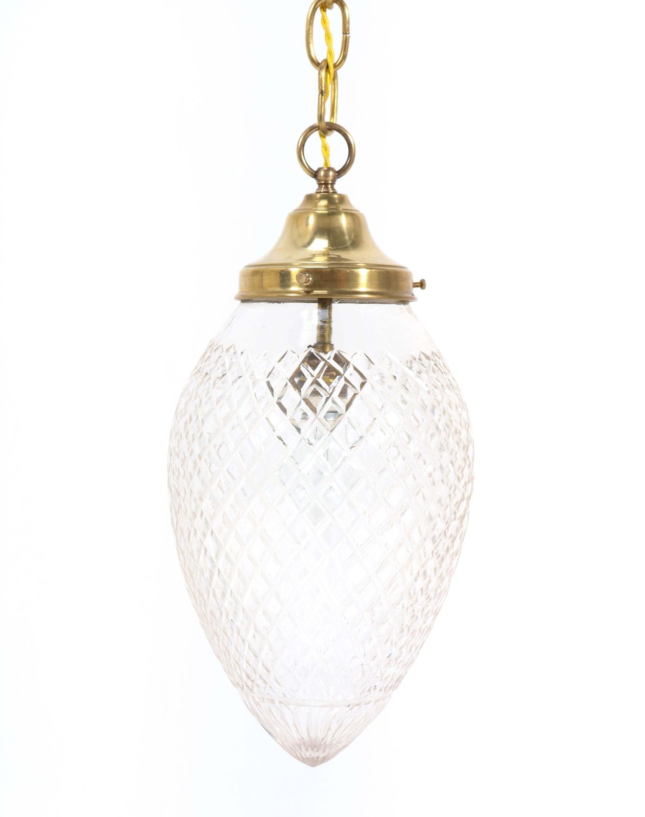 Brass French Art Nouveau Hall Light Or Pendant With Beveled Glass, 1915 photo for sale