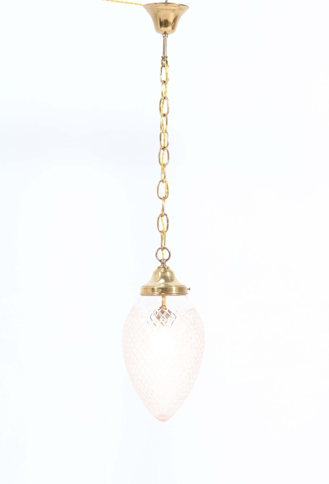 Brass French Art Nouveau Hall Light Or Pendant With Beveled Glass, 1915 photo 1249.0