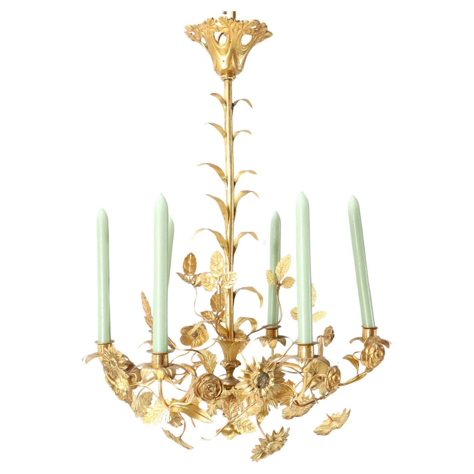 Gilt Brass Art Nouveau Chandelier, 1900s