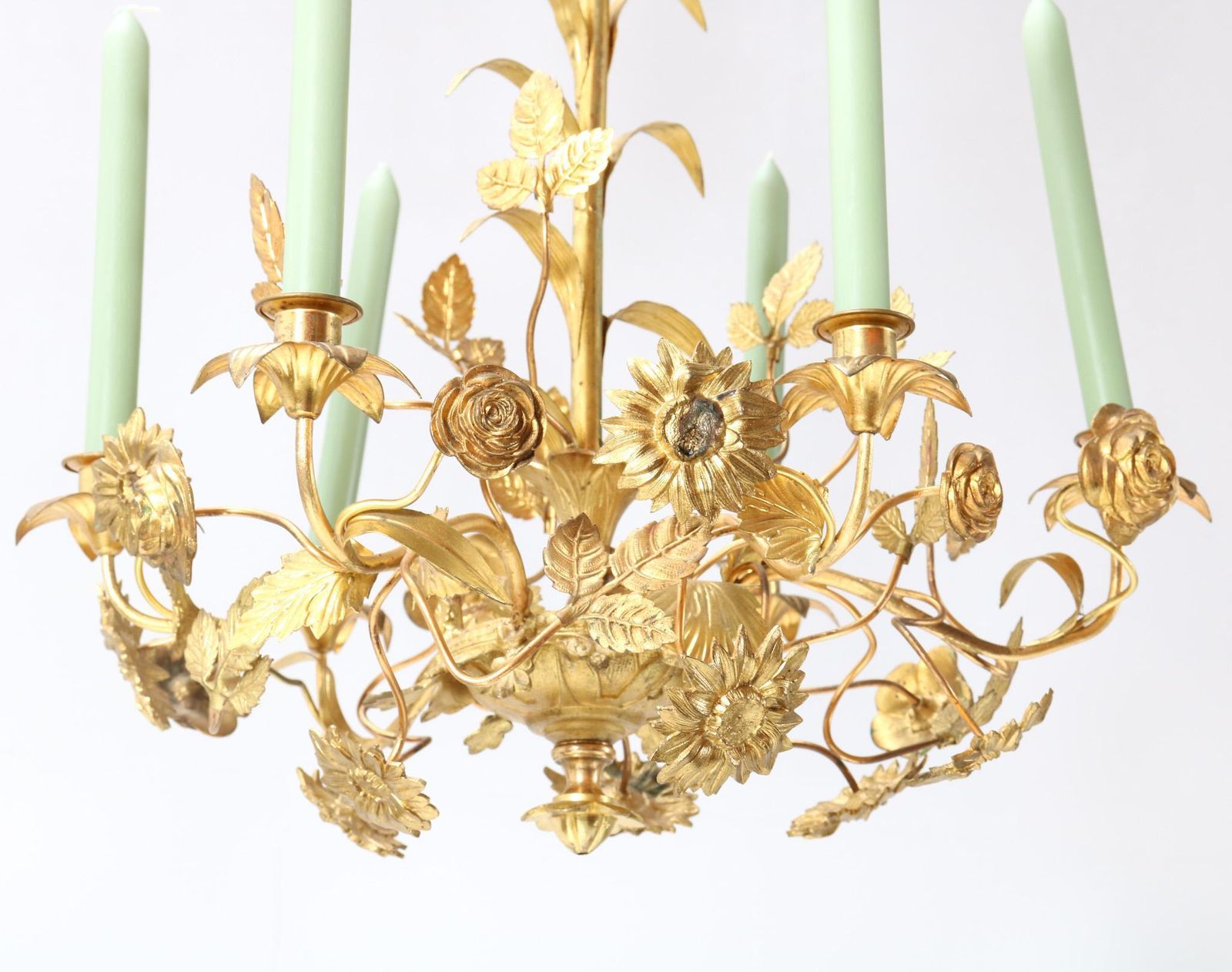 Gilt Brass Art Nouveau Chandelier, 1900s photo vinterior