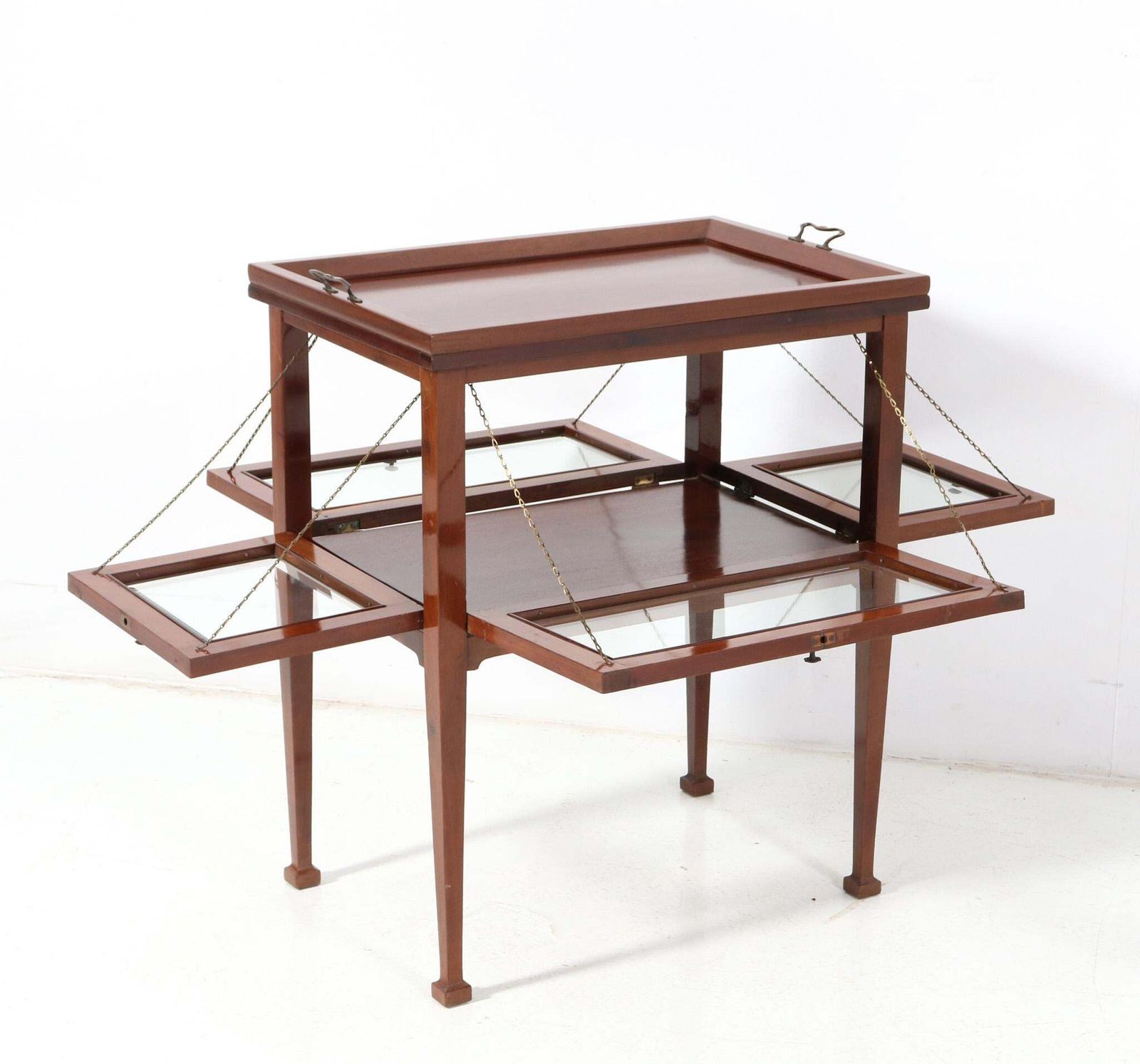 Walnut Art Nouveau Tea Cabinet With Serving Tray, 1900s photo 1924.0